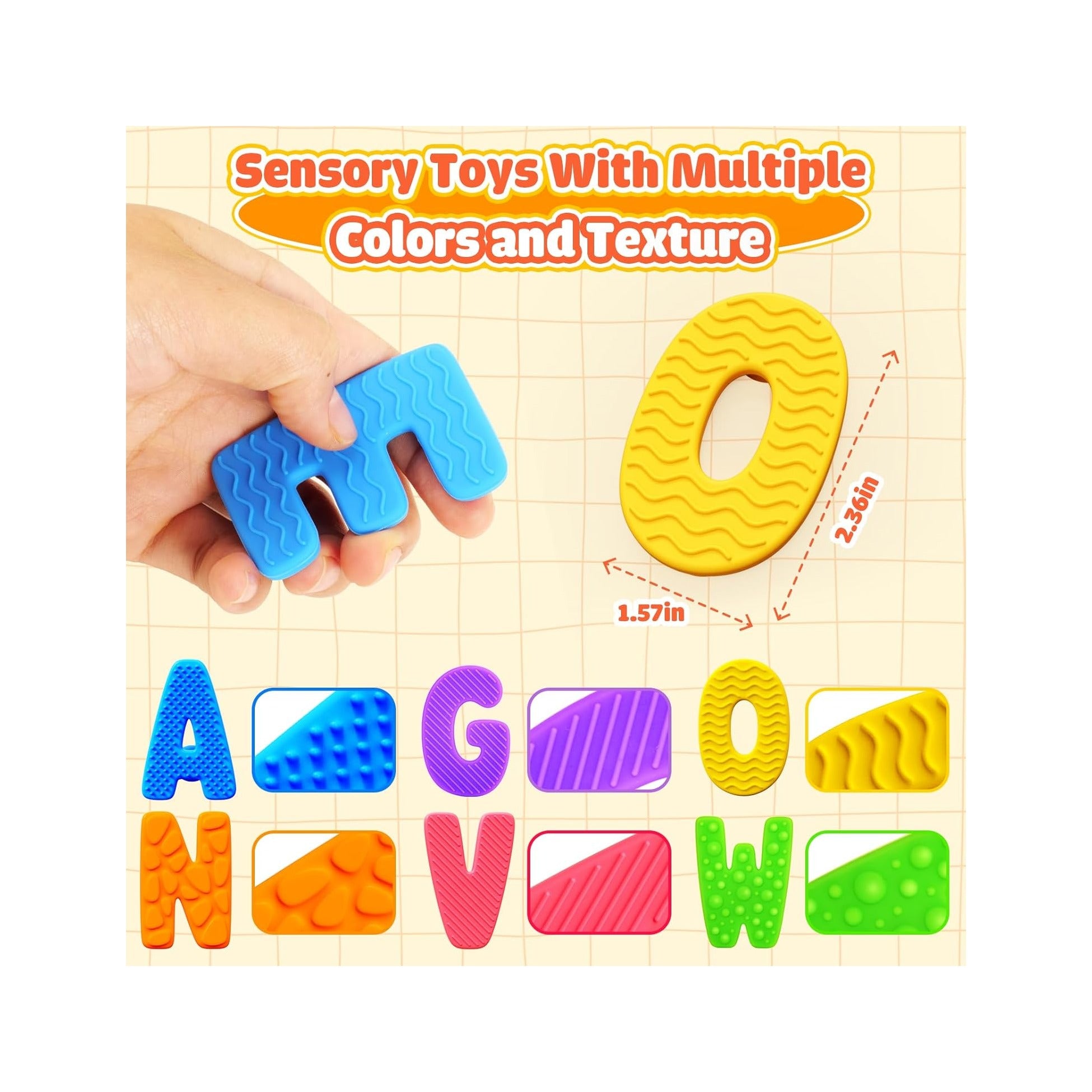 Sensory Alphabet Toys for Kids Toddler: Textured Fidget Toys with Sucion Cup - ABC Educational Toy Preschool Learning Activity - Fidget for Classroom Autistic - Easter Egg Fillers