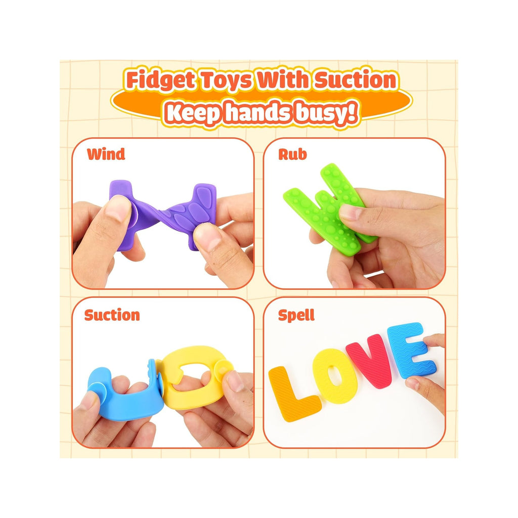 Sensory Alphabet Toys for Kids Toddler: Textured Fidget Toys with Sucion Cup - ABC Educational Toy Preschool Learning Activity - Fidget for Classroom Autistic - Easter Egg Fillers