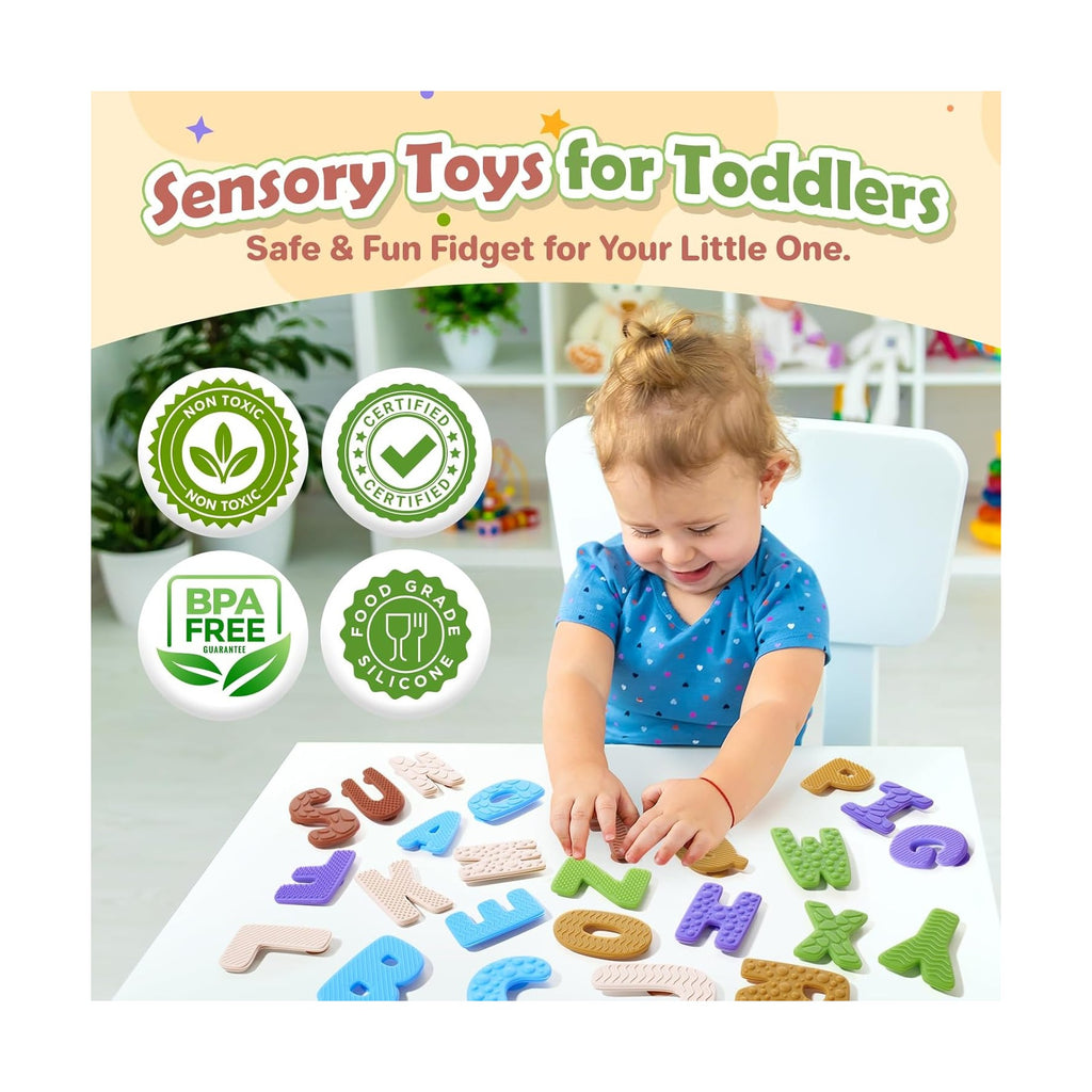 Alphabet ABC Learning Educational Toys - Textured Sensory Fidget Toys for Toddlers Kids - Educational Tools Suction Toy for Autsim - Preschool Learning Activity Easter Stocking Stuffers for Kids