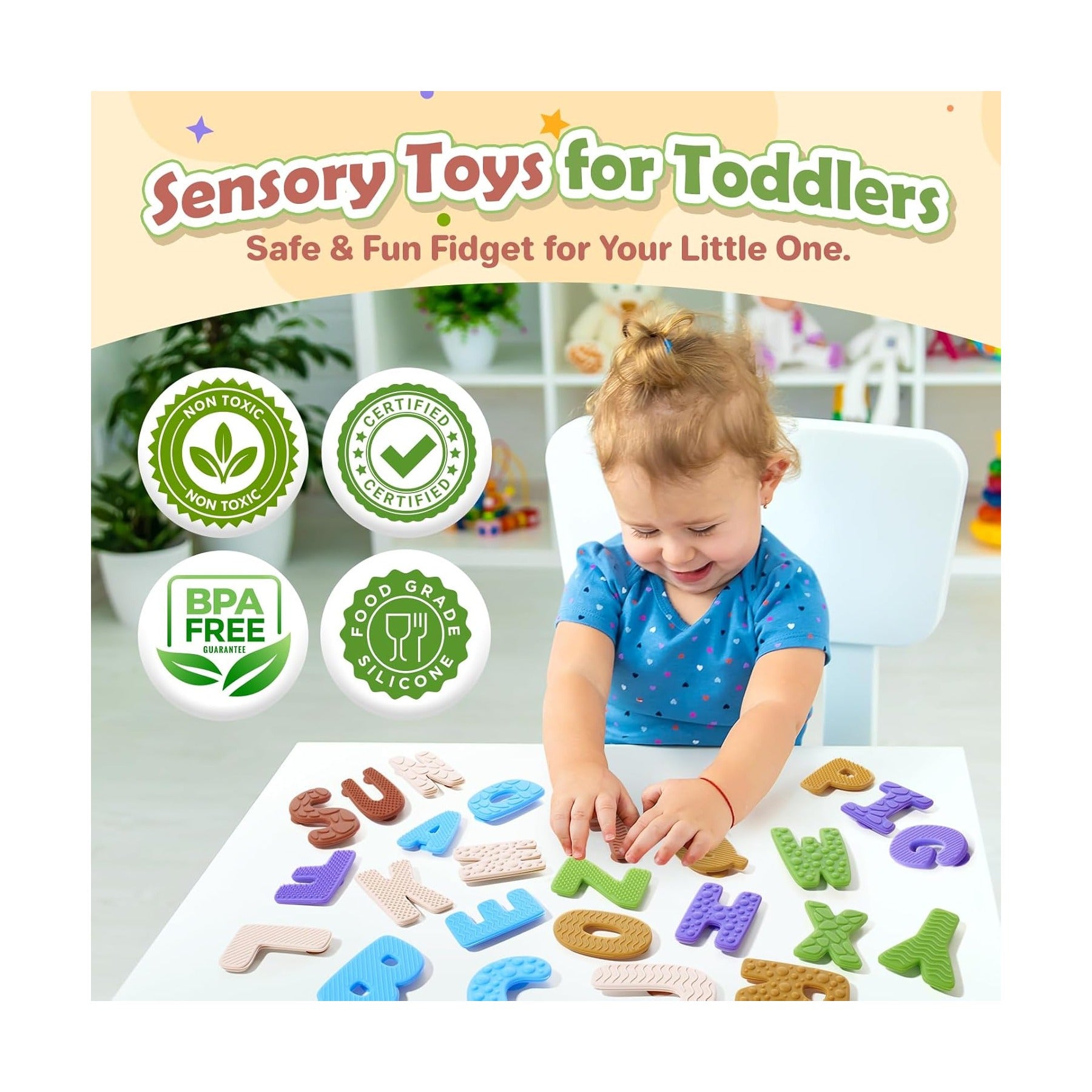 Alphabet ABC Learning Educational Toys - Textured Sensory Fidget Toys for Toddlers Kids - Educational Tools Suction Toy for Autsim - Preschool Learning Activity Easter Stocking Stuffers for Kids