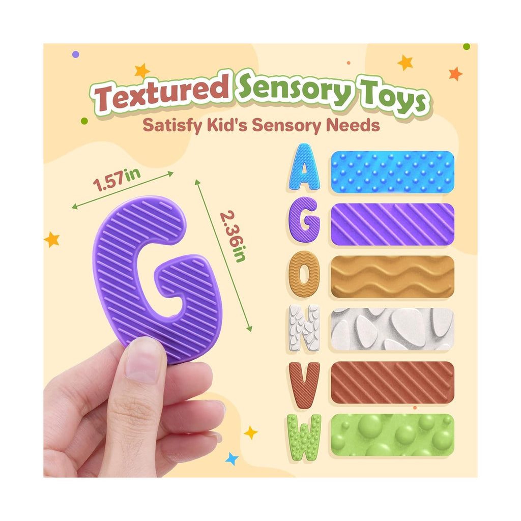Alphabet ABC Learning Educational Toys - Textured Sensory Fidget Toys for Toddlers Kids - Educational Tools Suction Toy for Autsim - Preschool Learning Activity Easter Stocking Stuffers for Kids