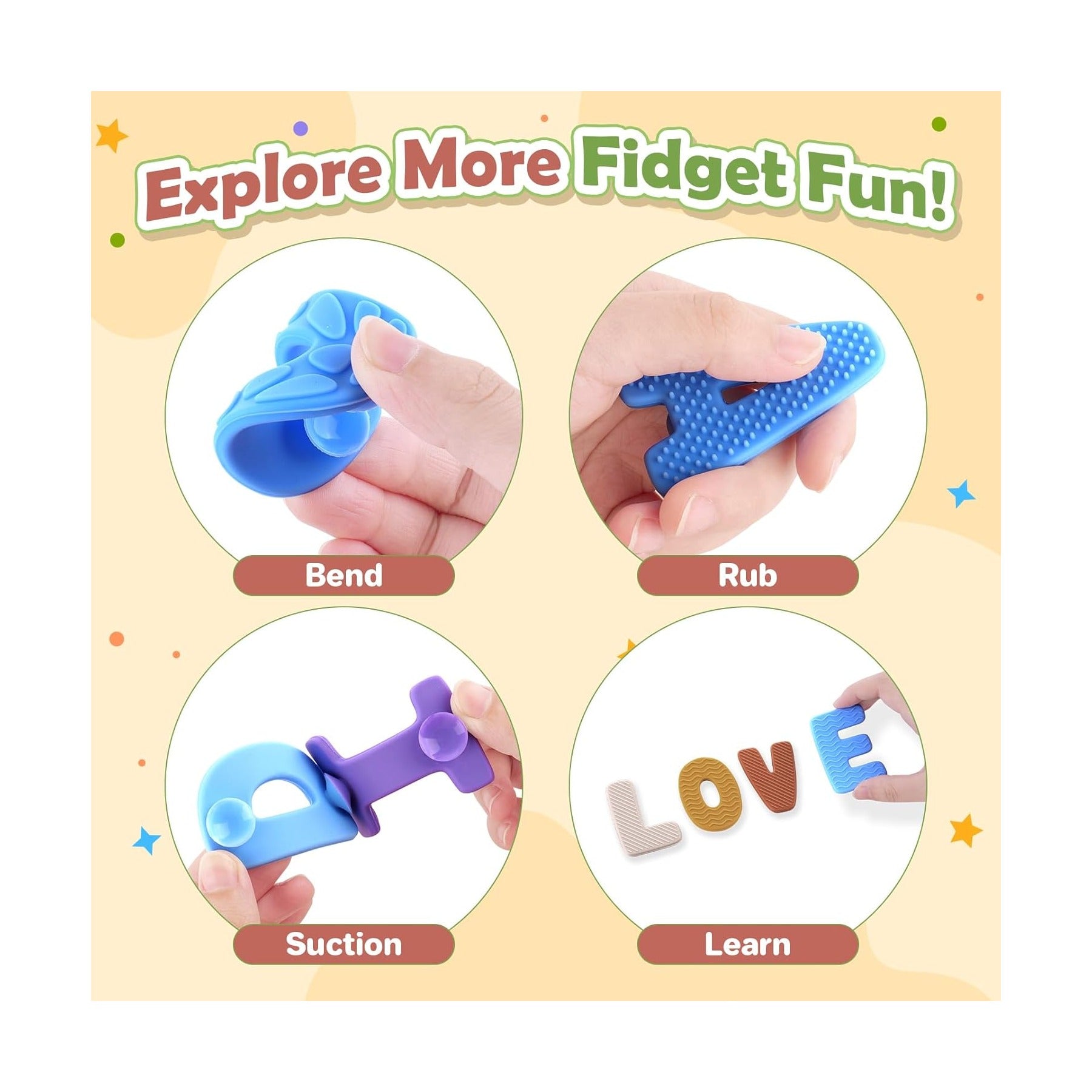 Alphabet ABC Learning Educational Toys - Textured Sensory Fidget Toys for Toddlers Kids - Educational Tools Suction Toy for Autsim - Preschool Learning Activity Easter Stocking Stuffers for Kids