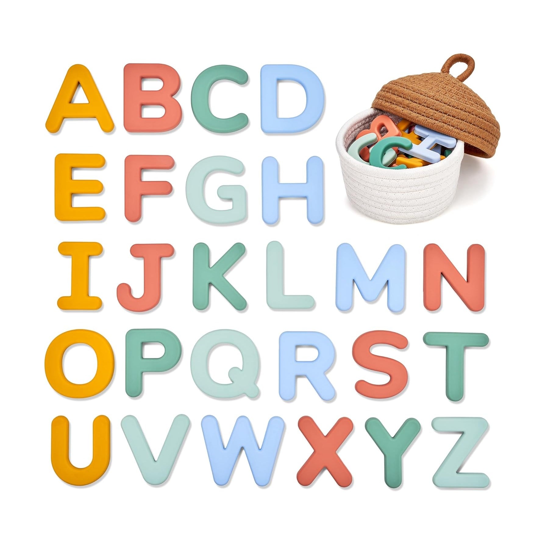 Silicone Alphabet Magnetic Letters, 26 Uppercase ABC Fridge Magnets for Kids 3+, Preschool Learning Refrigerator Toy Set, Birthday Gifts for Boys & Girls