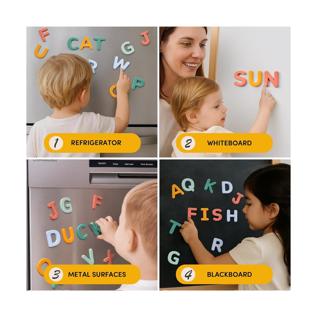 Silicone Alphabet Magnetic Letters, 26 Uppercase ABC Fridge Magnets for Kids 3+, Preschool Learning Refrigerator Toy Set, Birthday Gifts for Boys & Girls