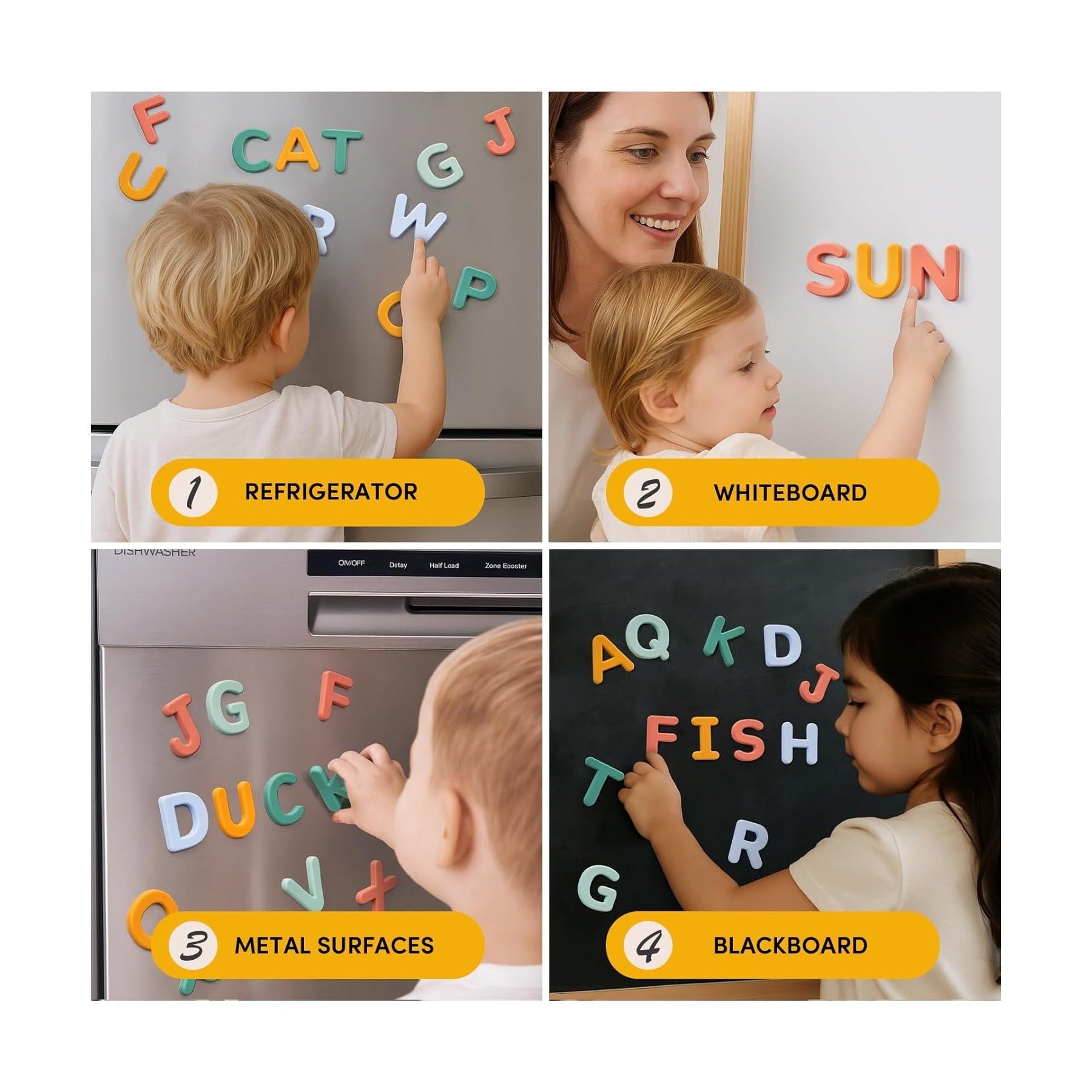 Silicone Alphabet Magnetic Letters, 26 Uppercase ABC Fridge Magnets for Kids 3+, Preschool Learning Refrigerator Toy Set, Birthday Gifts for Boys & Girls