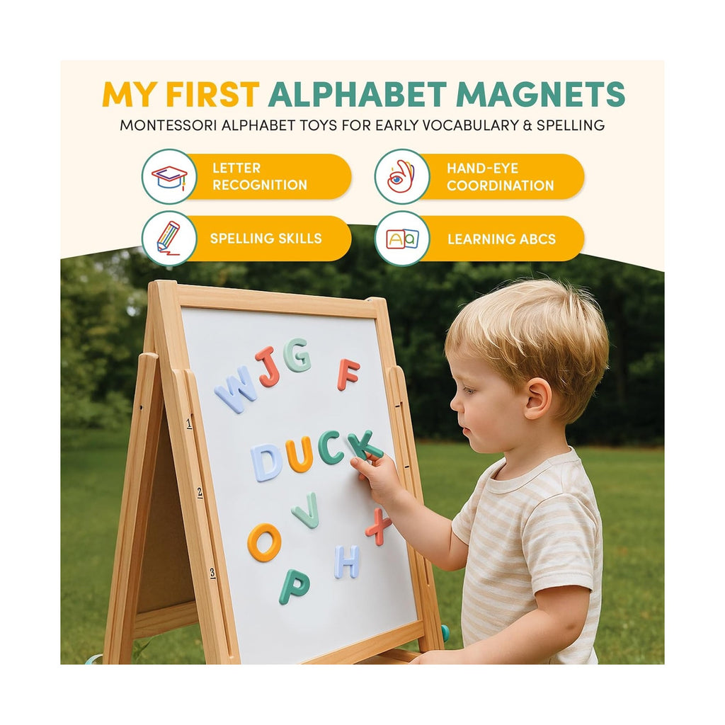 Silicone Alphabet Magnetic Letters, 26 Uppercase ABC Fridge Magnets for Kids 3+, Preschool Learning Refrigerator Toy Set, Birthday Gifts for Boys & Girls