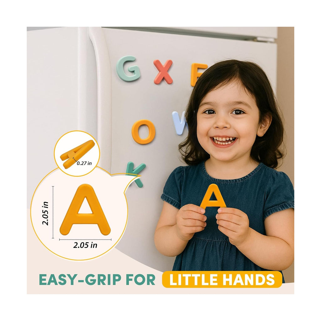 Silicone Alphabet Magnetic Letters, 26 Uppercase ABC Fridge Magnets for Kids 3+, Preschool Learning Refrigerator Toy Set, Birthday Gifts for Boys & Girls