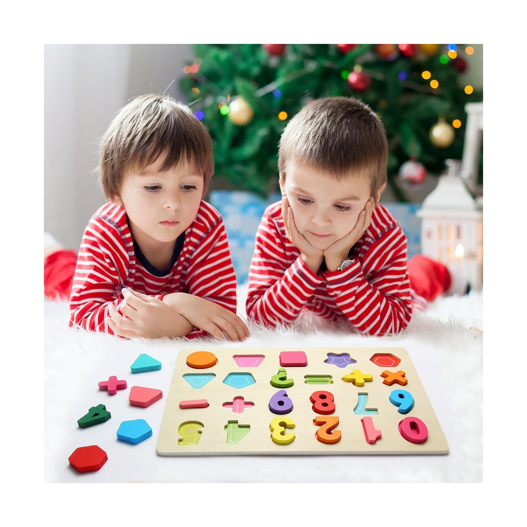 Wooden Puzzles for Toddlers, Number Shape Toddler Puzzles, Number Blocks Toys for Kids, Preschool Learning Educational, Toddler Learning Toys for Gift Set