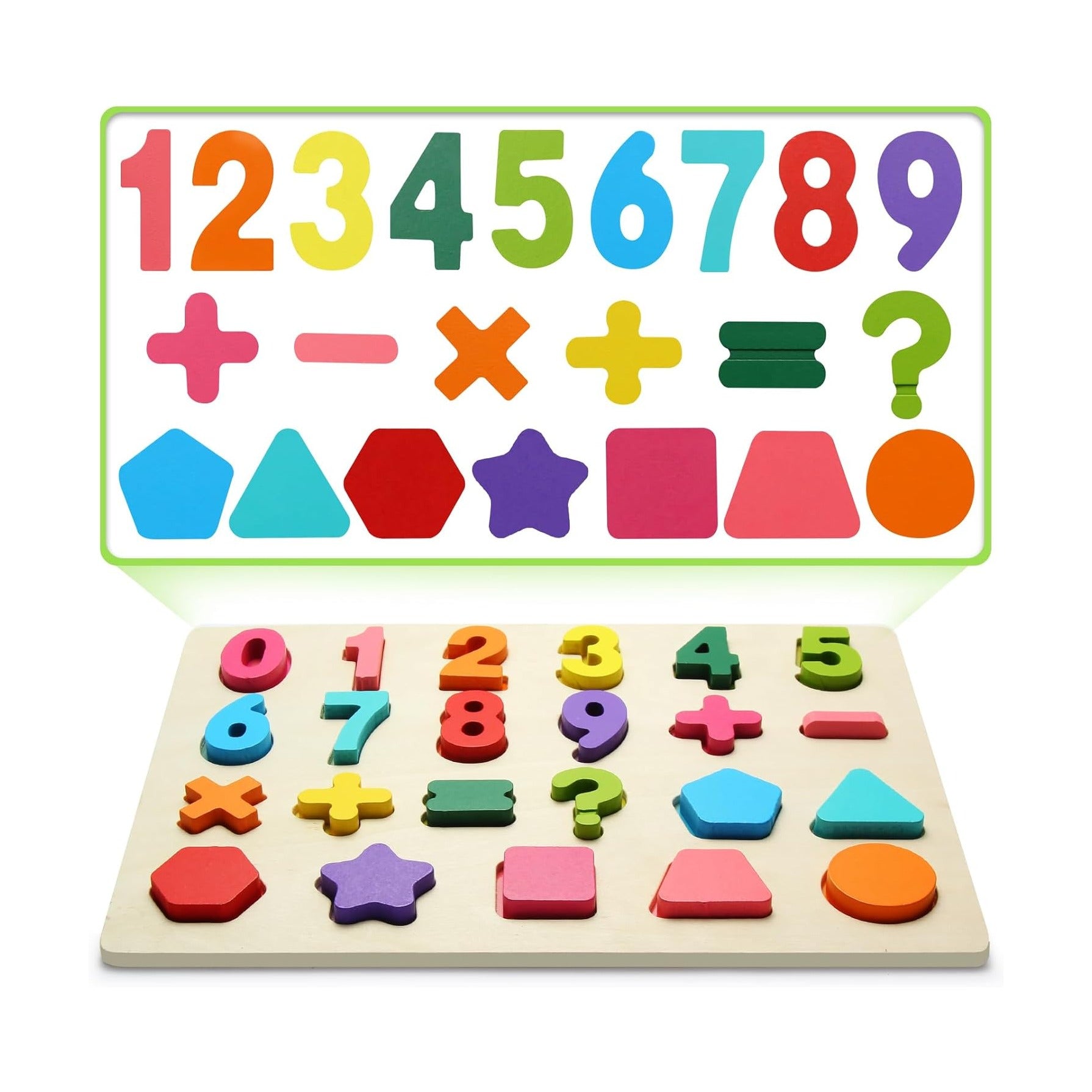 Wooden Puzzles for Toddlers, Number Shape Toddler Puzzles, Number Blocks Toys for Kids, Preschool Learning Educational, Toddler Learning Toys for Gift Set