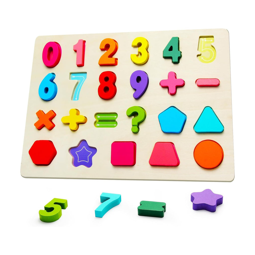 Wooden Puzzles for Toddlers, Number Shape Toddler Puzzles, Number Blocks Toys for Kids, Preschool Learning Educational, Toddler Learning Toys for Gift Set