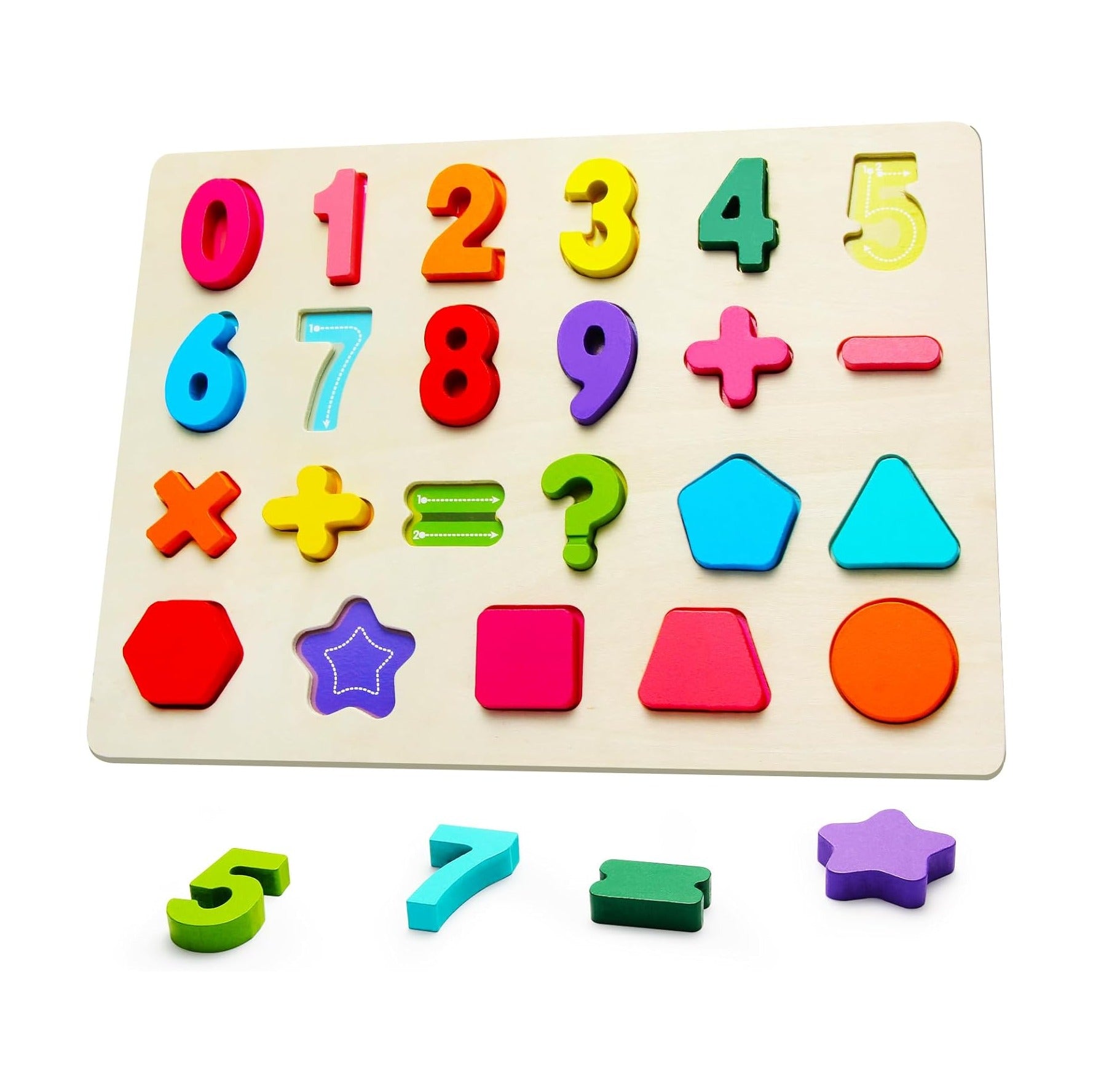 Wooden Puzzles for Toddlers, Number Shape Toddler Puzzles, Number Blocks Toys for Kids, Preschool Learning Educational, Toddler Learning Toys for Gift Set
