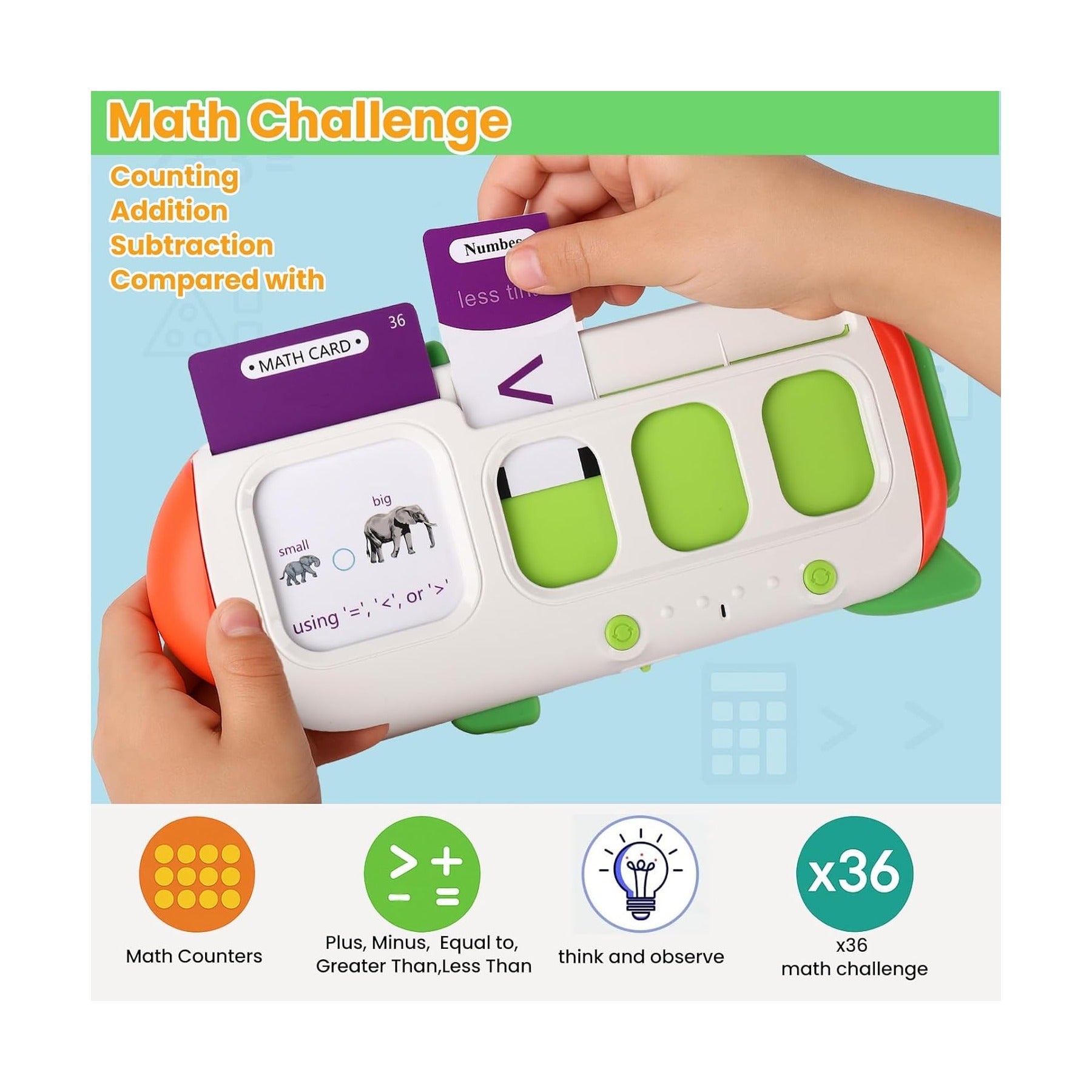 Phonics Flash Cards for Kids 3-8 - Learn to Read, Letter Sounds & Word Blending, Master Math Challenge- Homeschool Classroom Phonemic Awareness Toy, Preschool Kindergarten Learning Activities Gift