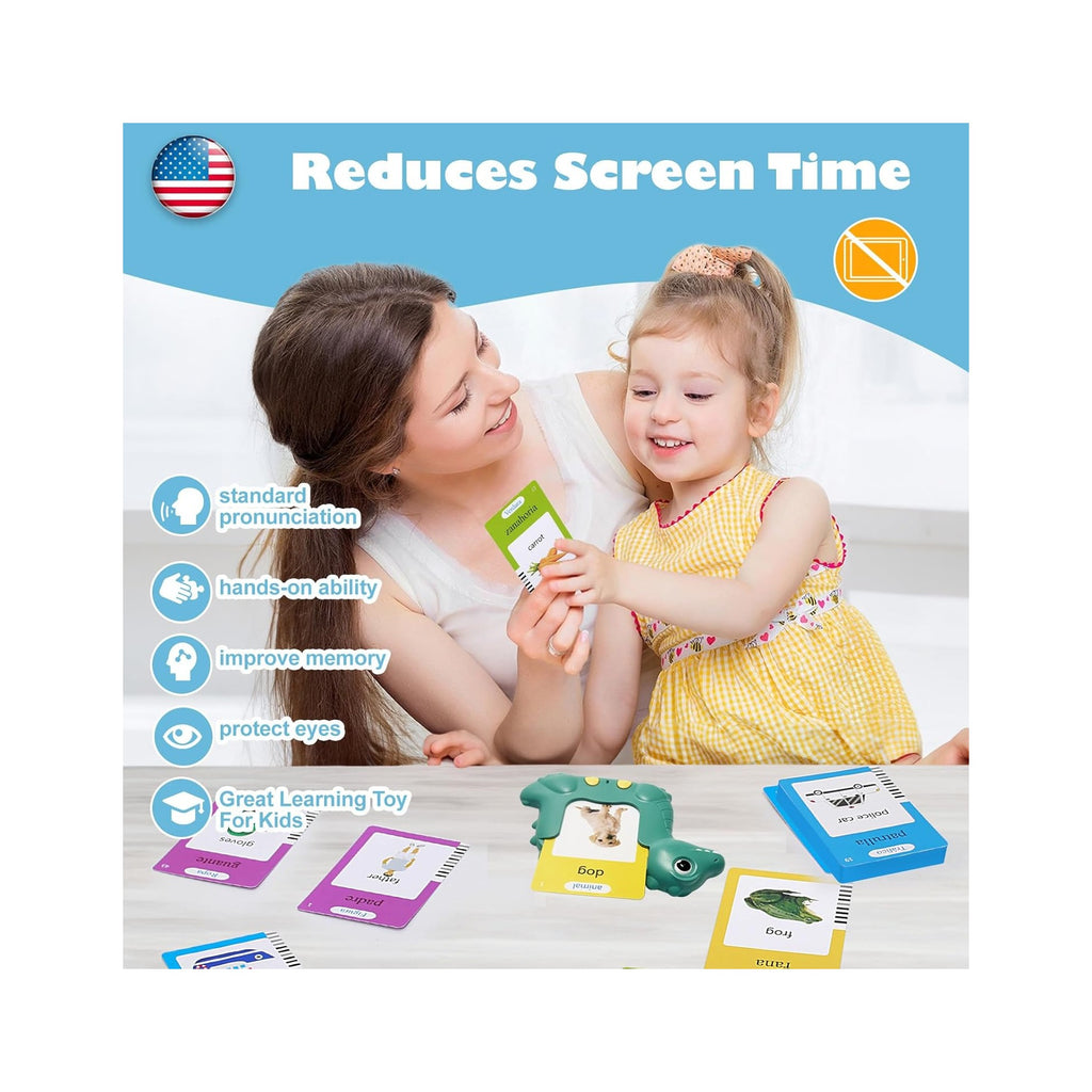 Dinosaur Talking Flash Cards 224 Sight Words for Kids, Audible Educational Interactive Autism Sensory Toys for Toddlers 3-8, Learning Montessori Tool for Girls Boys Gifts Green
