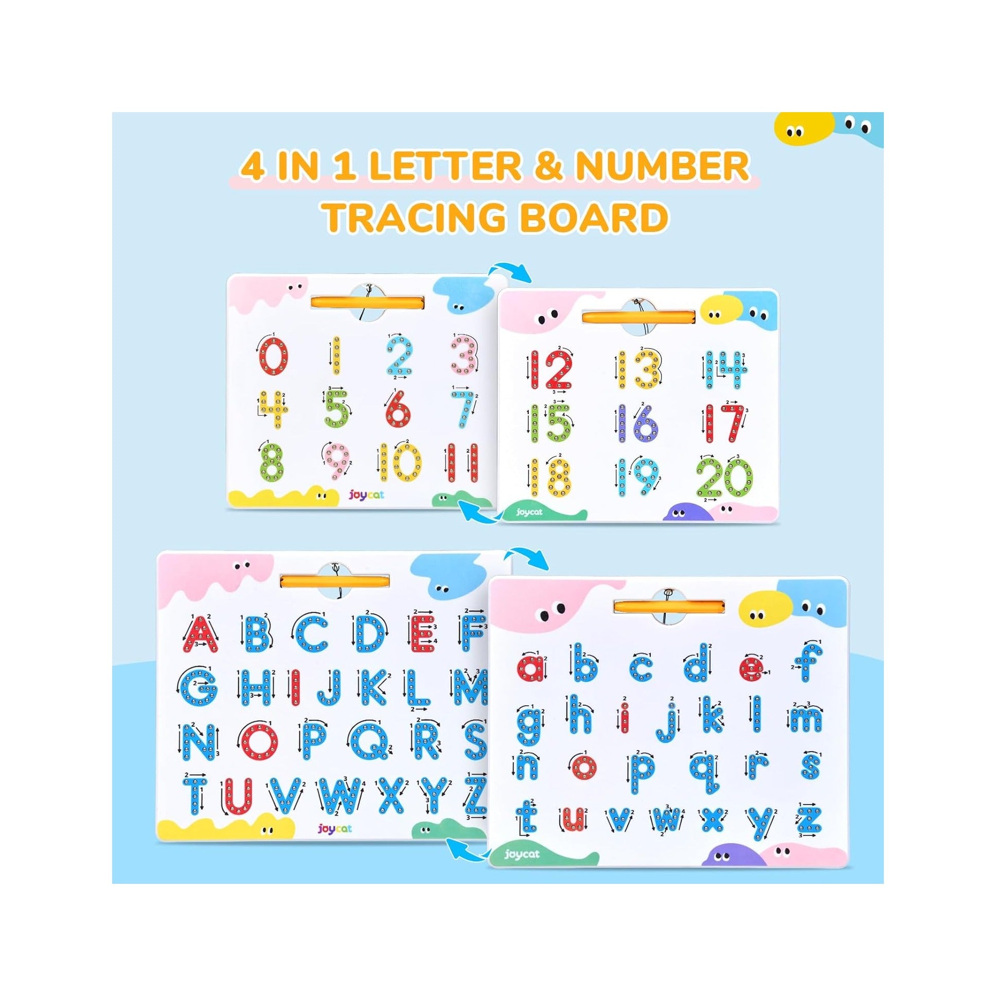 Magnetic Letter and Number Tracing Board Set, Double Sided Alphabet & Numbers Board for Toddlers, ABC Uppercase & Lowercase Practice, Math Learning, Preschool Educational Gift Toys for Kids