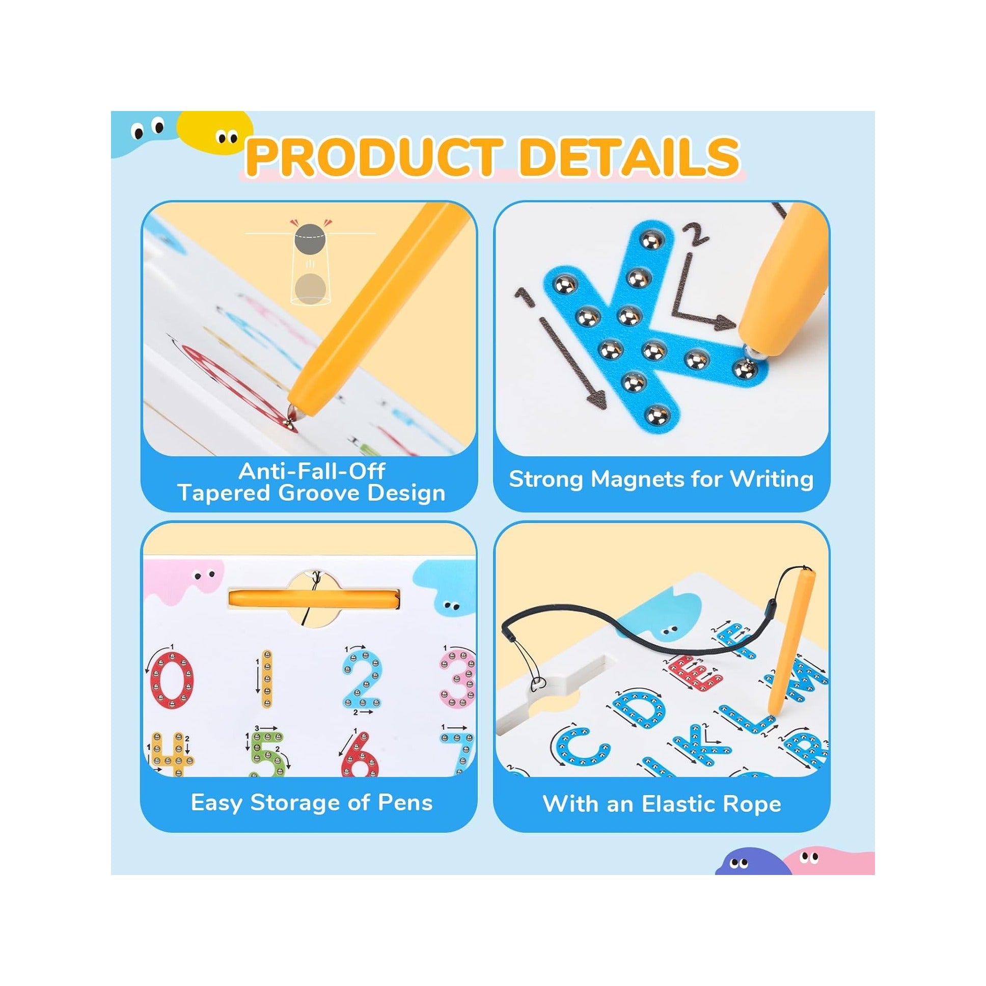 Magnetic Letter and Number Tracing Board Set, Double Sided Alphabet & Numbers Board for Toddlers, ABC Uppercase & Lowercase Practice, Math Learning, Preschool Educational Gift Toys for Kids
