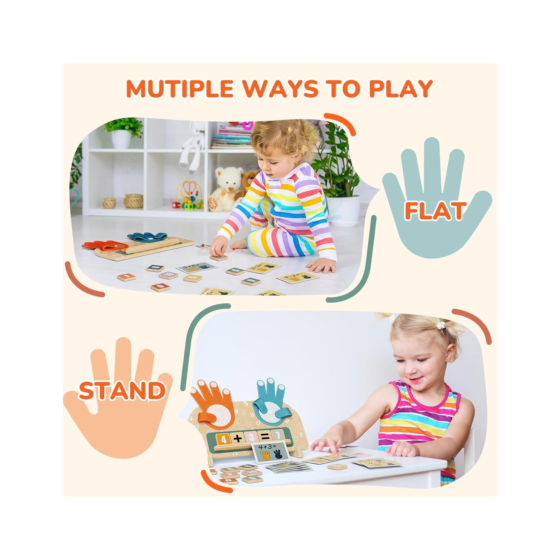 Montessori Math Toy for Kids 3-5, Double-Sided Finger Counting Board with Writing Board & Number Blocks, Preschool Learning Toy for Addition & Subtraction, Educational Gift