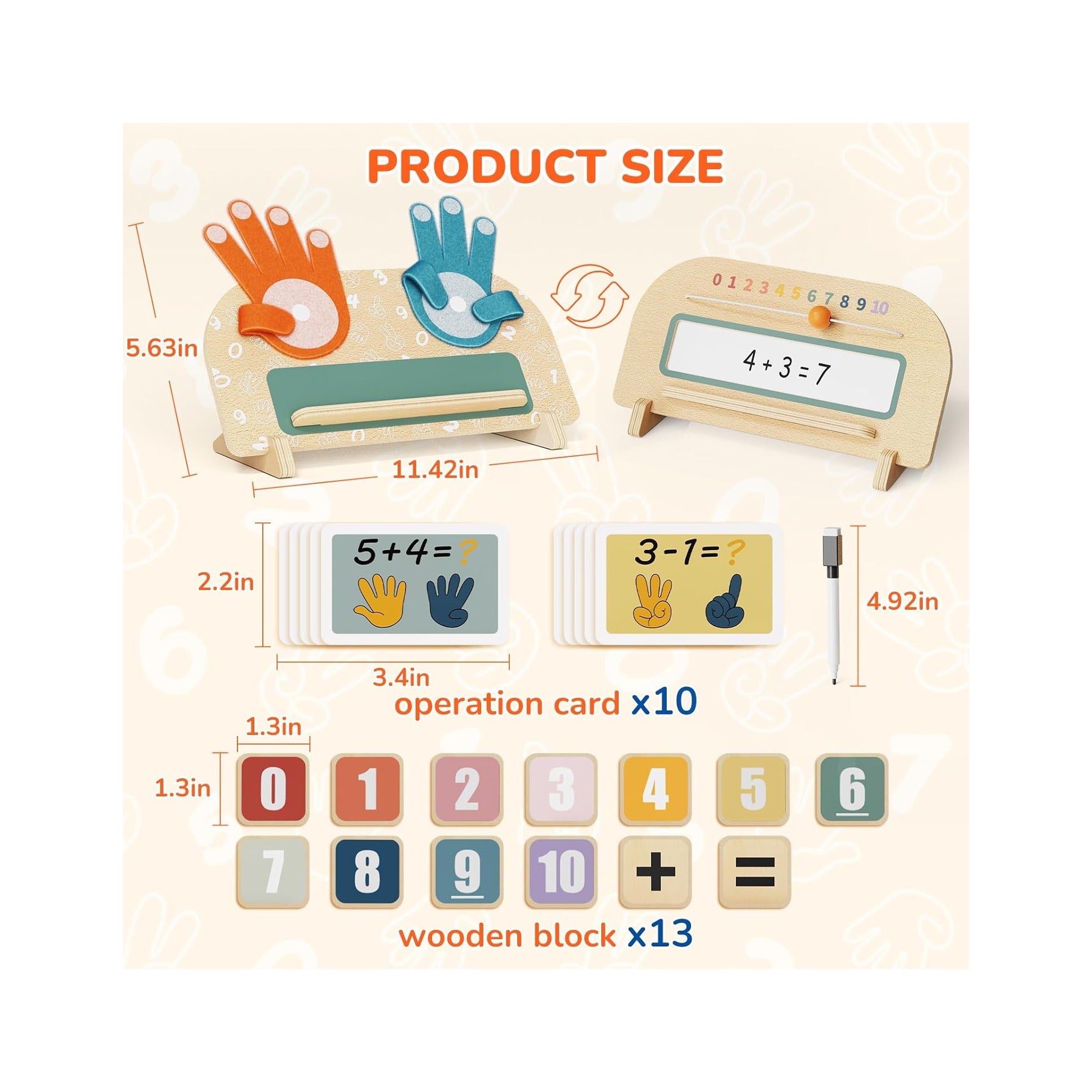 Montessori Math Toy for Kids 3-5, Double-Sided Finger Counting Board with Writing Board & Number Blocks, Preschool Learning Toy for Addition & Subtraction, Educational Gift