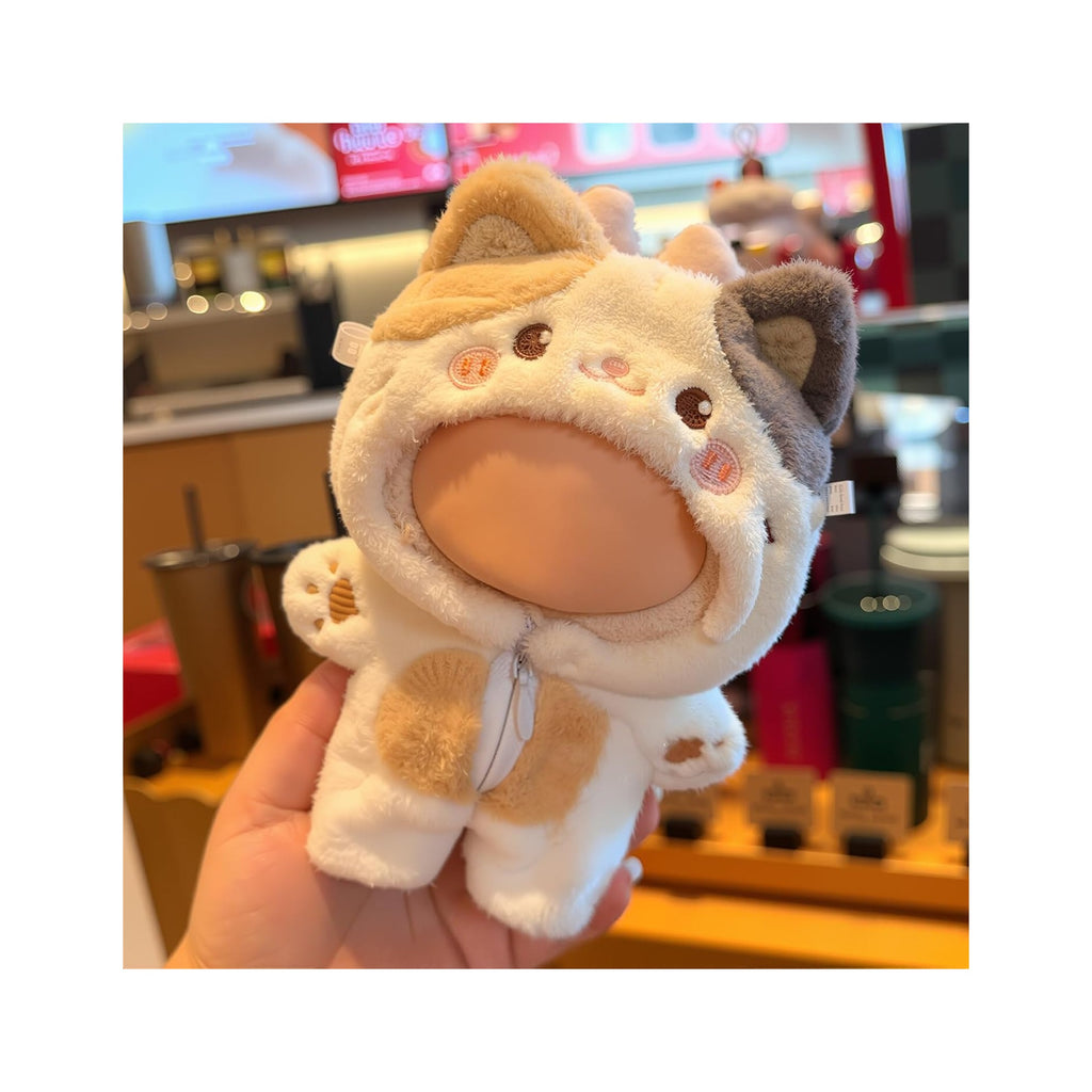 Clothes for LABUBU Doll (NO Doll), Cute Calico Cat Plush Jumpsuit Accessories for LABUBU 17cm Dolls, Premium Fashion Outfit for LABUBU Unique Dress Up