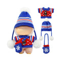 Christmas Clothes for LABUBU Doll (NO Doll), 3-Piece Handcrafted Crochet Christmas Accessories for LABUBU 17cm Dolls, Premium Outfit for LABUBU - Christmas Sweater + Hat + Bag (Blue)