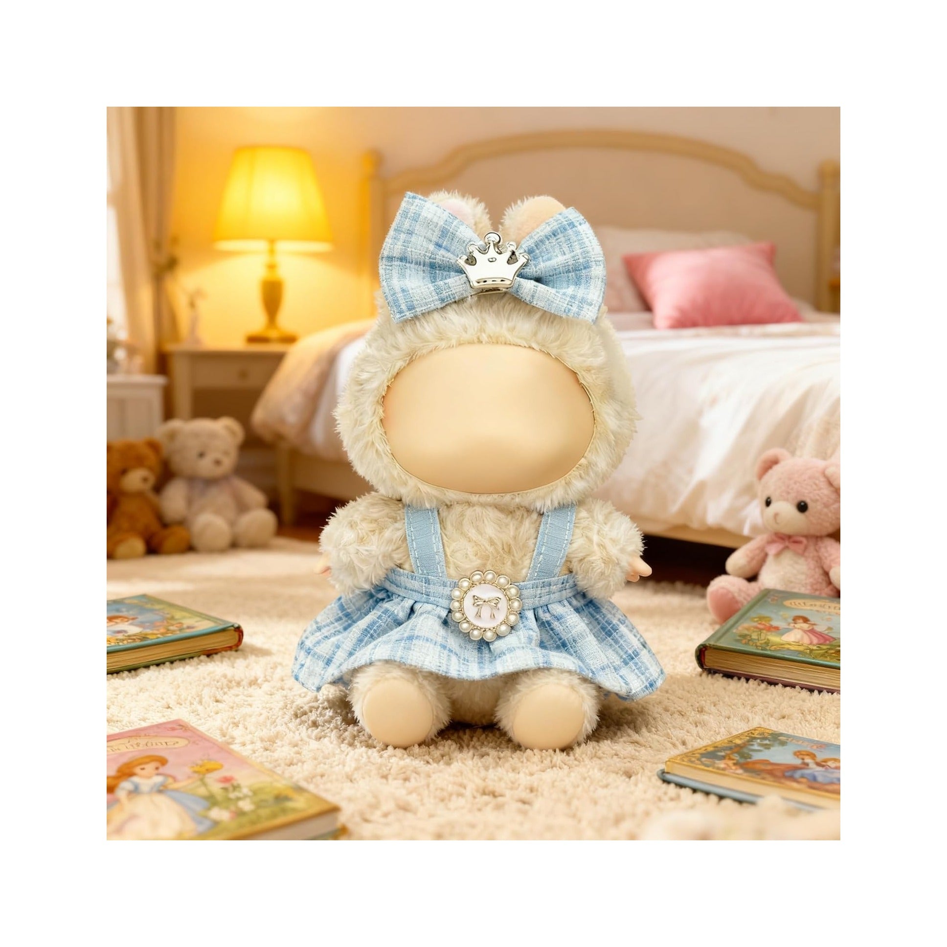 Clothes for LABUBU 17cm Doll (NO Doll), Outfit for LABUBU, Dress and Hairpin Set for LABUBU Dress Up, Fashion and Premium Dolls Accessories for LABUBU