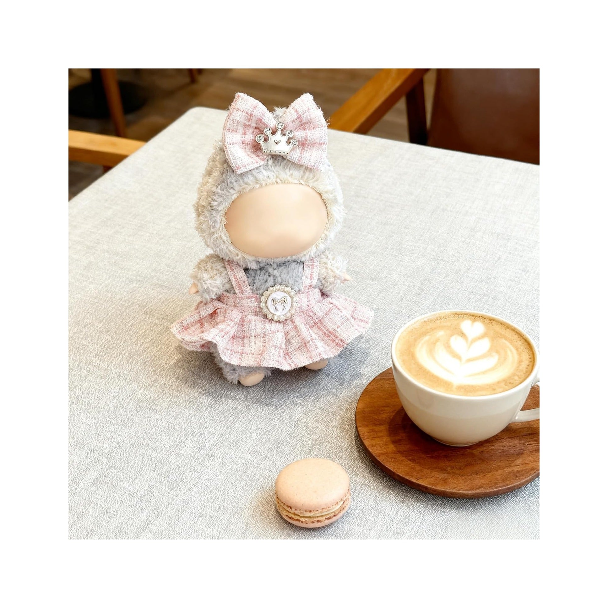 Clothes for LABUBU 17cm Doll (NO Doll), Outfit for LABUBU, Dress and Hairpin Set for LABUBU Dress Up, Fashion and Premium Dolls Accessories for LABUBU