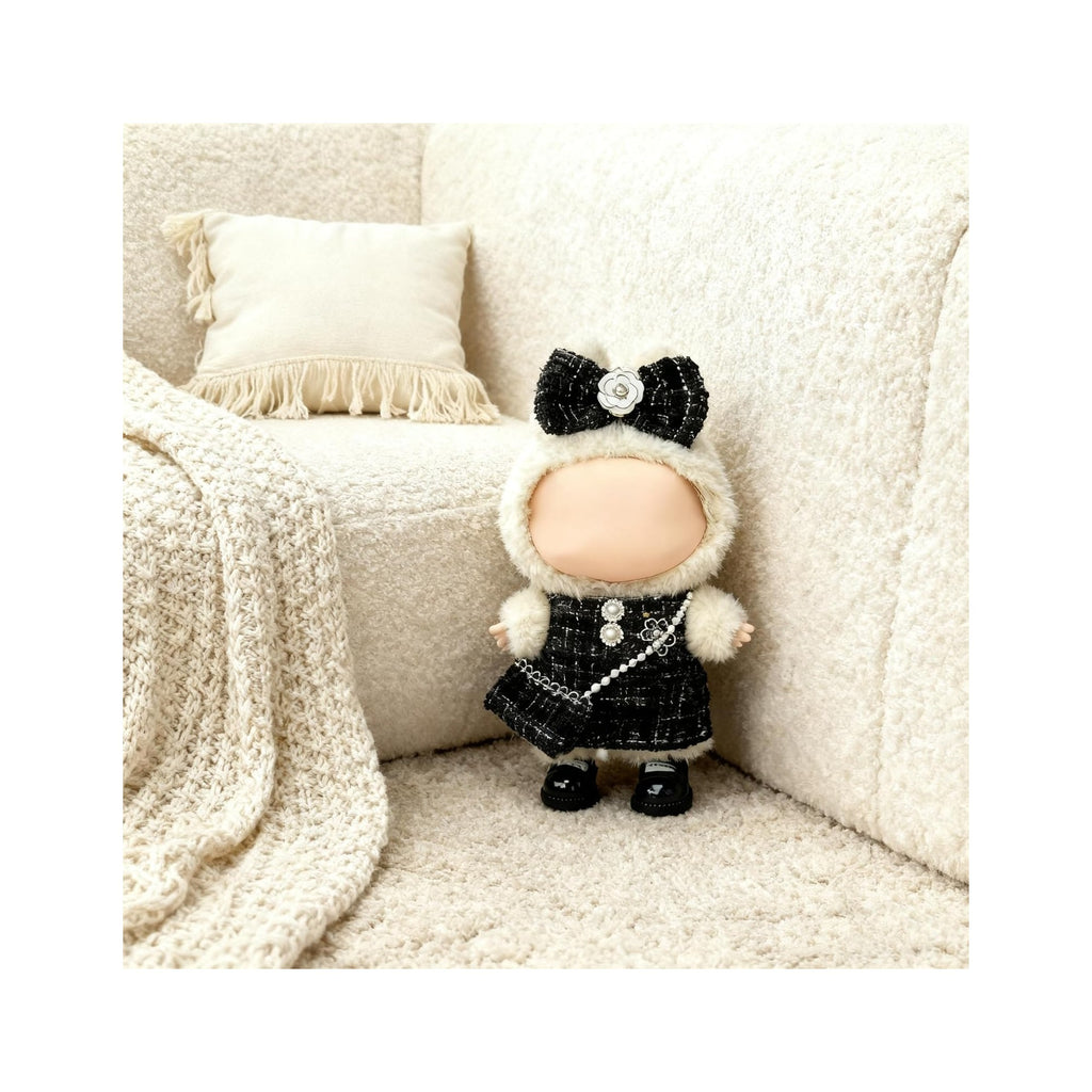 Clothes for LABUBU 17cm Doll (NO Doll)（NO Shoes, Outfit for LABUBU, Dress + Hairpin + Mini Bag Set for LABUBU Dress Up, Fashion and Premium Dolls Accessories for LABUBU
