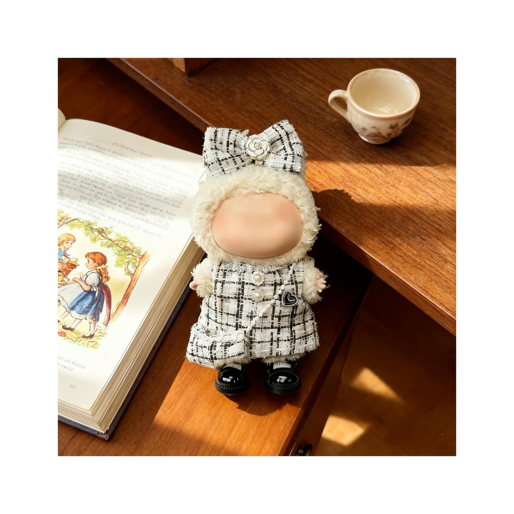 Clothes for LABUBU 17cm Doll (NO Doll)（NO Shoes, Outfit for LABUBU, Dress + Hairpin + Mini Bag Set for LABUBU Dress Up, Fashion and Premium Dolls Accessories for LABUBU