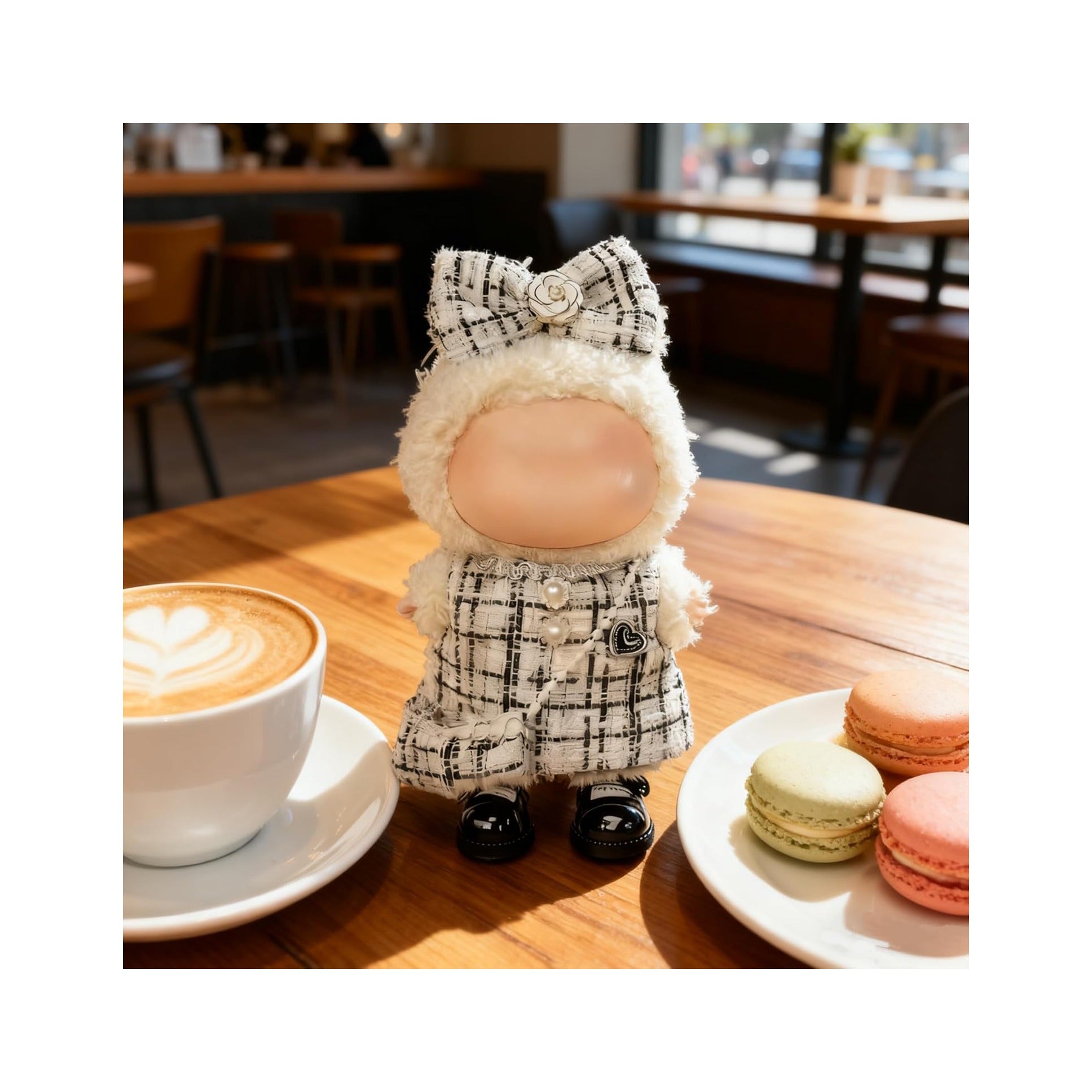 Clothes for LABUBU 17cm Doll (NO Doll)（NO Shoes, Outfit for LABUBU, Dress + Hairpin + Mini Bag Set for LABUBU Dress Up, Fashion and Premium Dolls Accessories for LABUBU