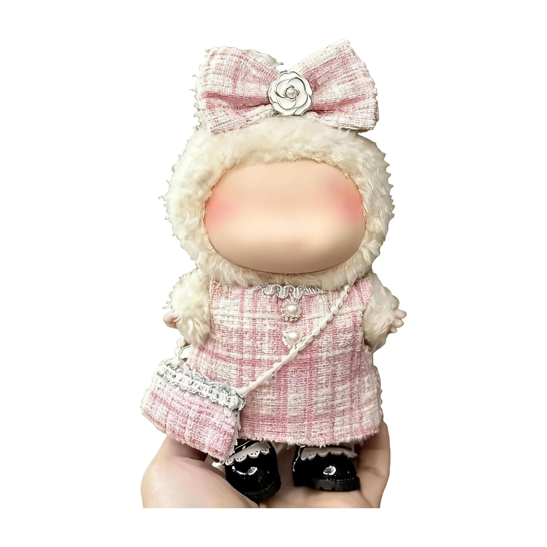 Clothes for LABUBU 17cm Doll (NO Doll)（NO Shoes, Outfit for LABUBU, Dress + Hairpin + Mini Bag Set for LABUBU Dress Up, Fashion and Premium Dolls Accessories for LABUBU