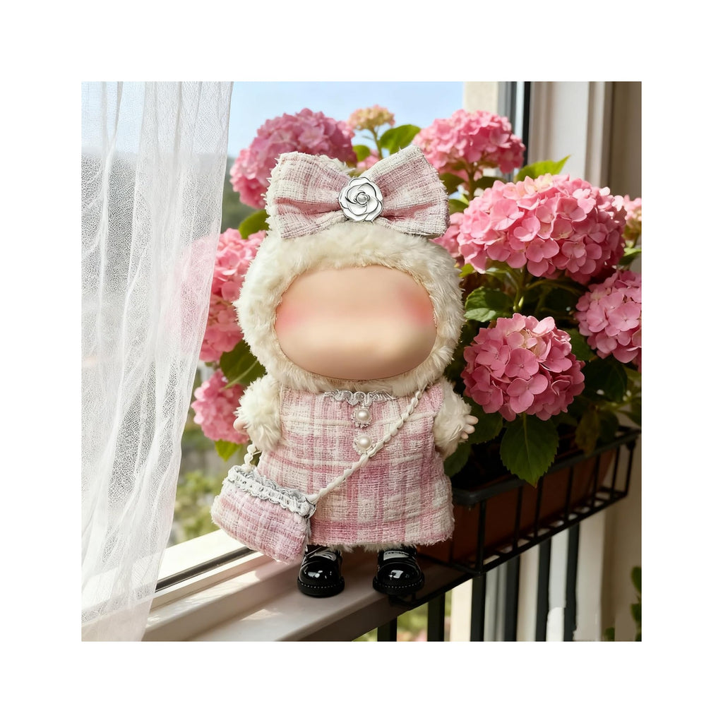 Clothes for LABUBU 17cm Doll (NO Doll)（NO Shoes, Outfit for LABUBU, Dress + Hairpin + Mini Bag Set for LABUBU Dress Up, Fashion and Premium Dolls Accessories for LABUBU