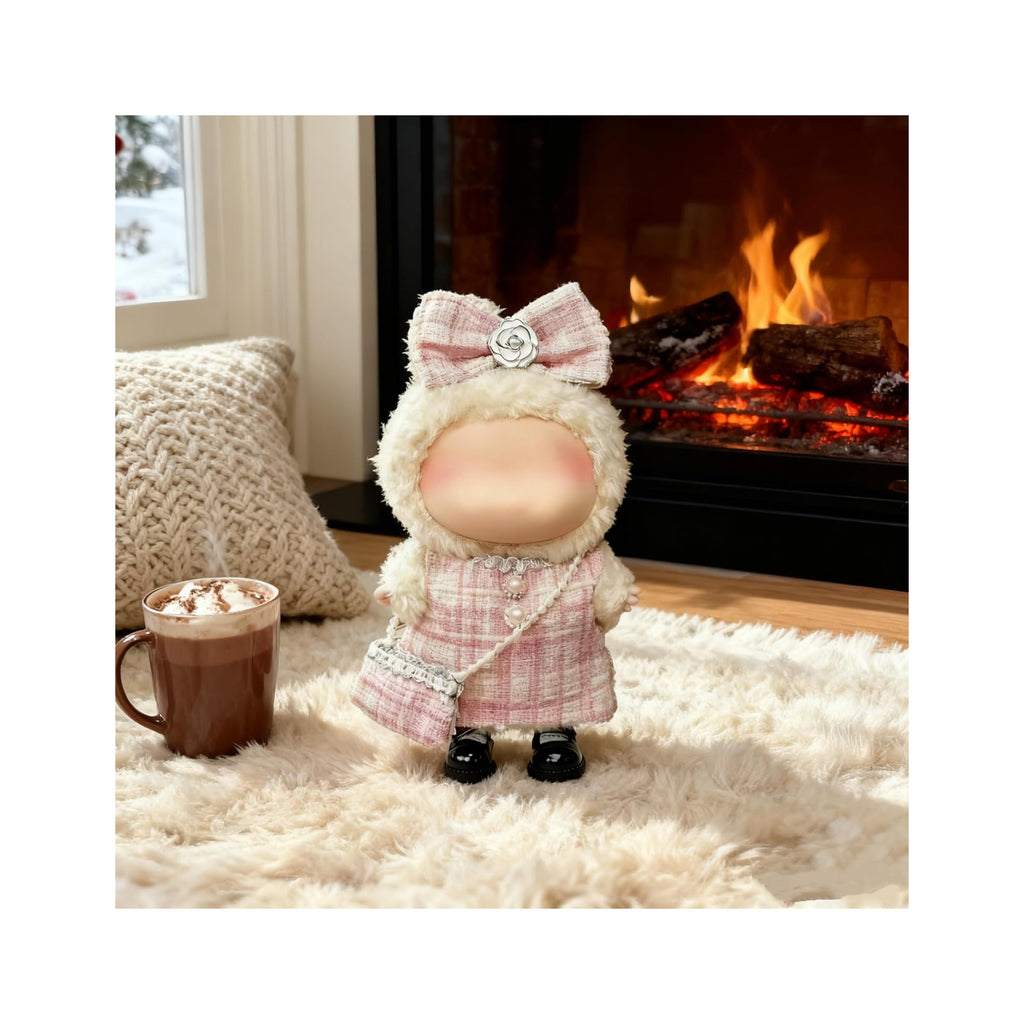 Clothes for LABUBU 17cm Doll (NO Doll)（NO Shoes, Outfit for LABUBU, Dress + Hairpin + Mini Bag Set for LABUBU Dress Up, Fashion and Premium Dolls Accessories for LABUBU