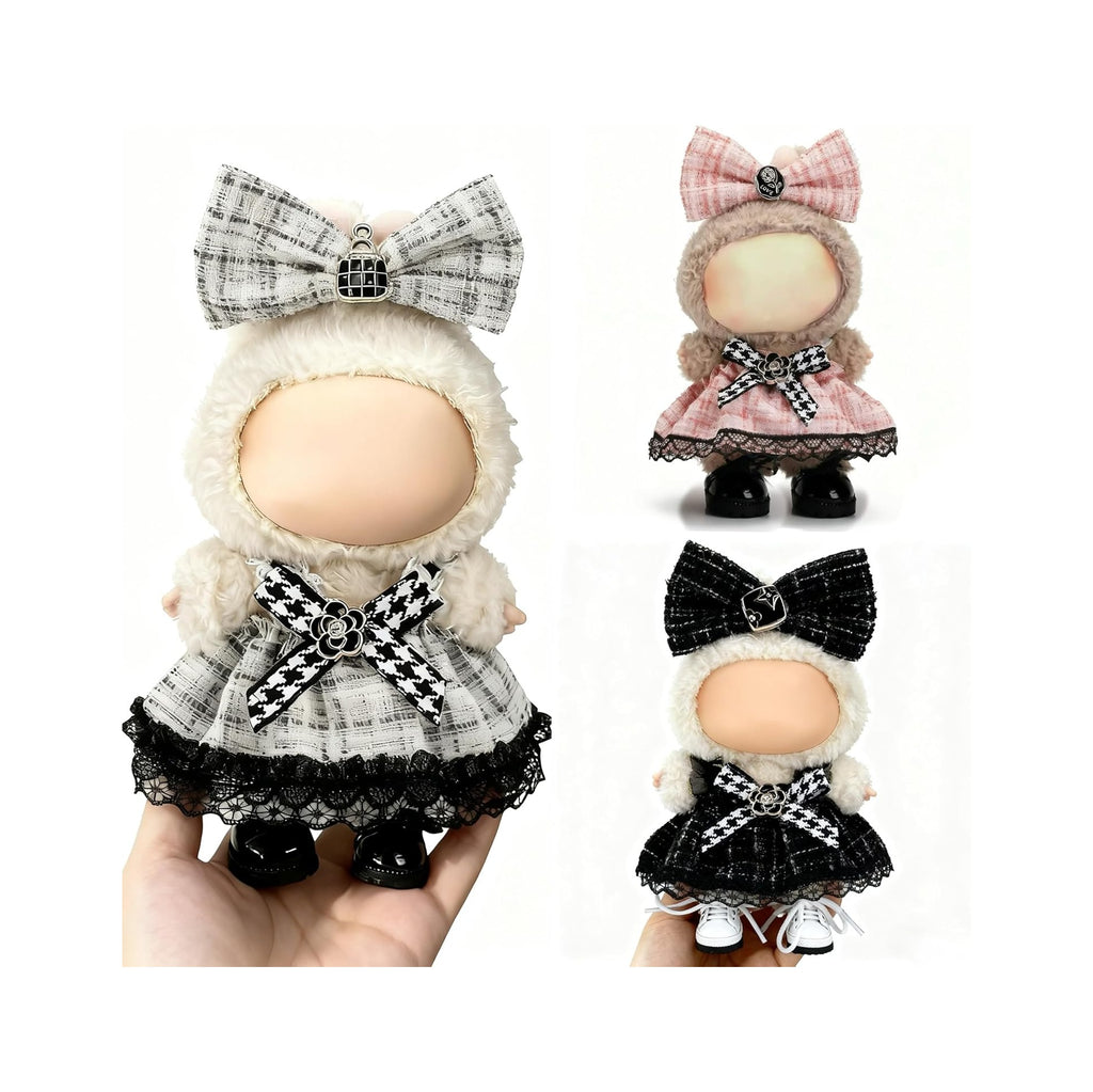 Clothes for LABUBU 17cm Doll (NO Doll)（NO Shoes, Outfit for LABUBU, Dress and Hairpin Set for LABUBU Dress Up, Fashion and Premium Dolls Accessories for LABUBU