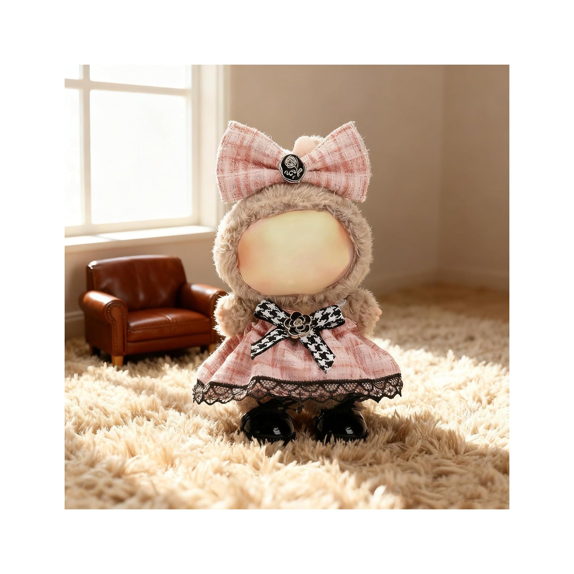 Clothes for LABUBU 17cm Doll (NO Doll)（NO Shoes, Outfit for LABUBU, Dress and Hairpin Set for LABUBU Dress Up, Fashion and Premium Dolls Accessories for LABUBU