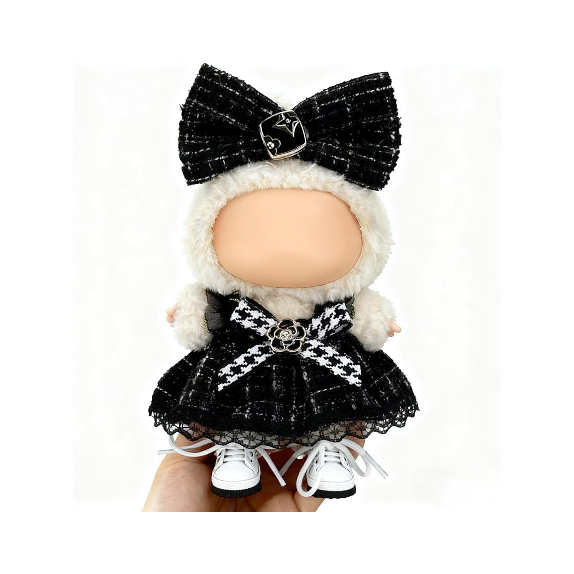 Clothes for LABUBU 17cm Doll (NO Doll)（NO Shoes, Outfit for LABUBU, Dress and Hairpin Set for LABUBU Dress Up, Fashion and Premium Dolls Accessories for LABUBU