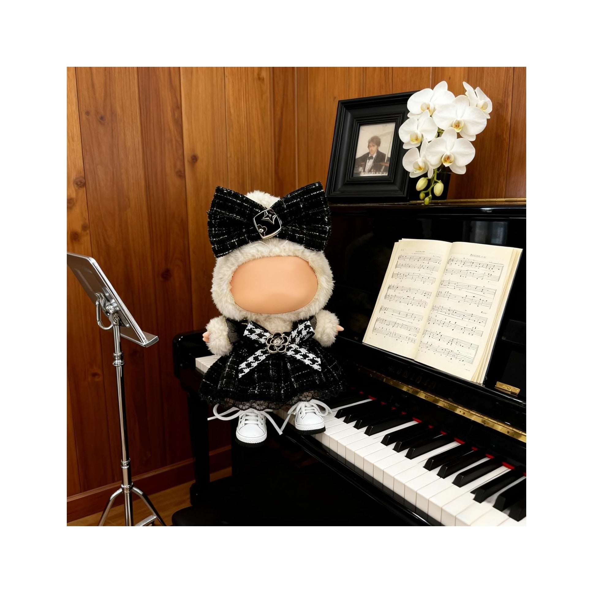 Clothes for LABUBU 17cm Doll (NO Doll)（NO Shoes, Outfit for LABUBU, Dress and Hairpin Set for LABUBU Dress Up, Fashion and Premium Dolls Accessories for LABUBU