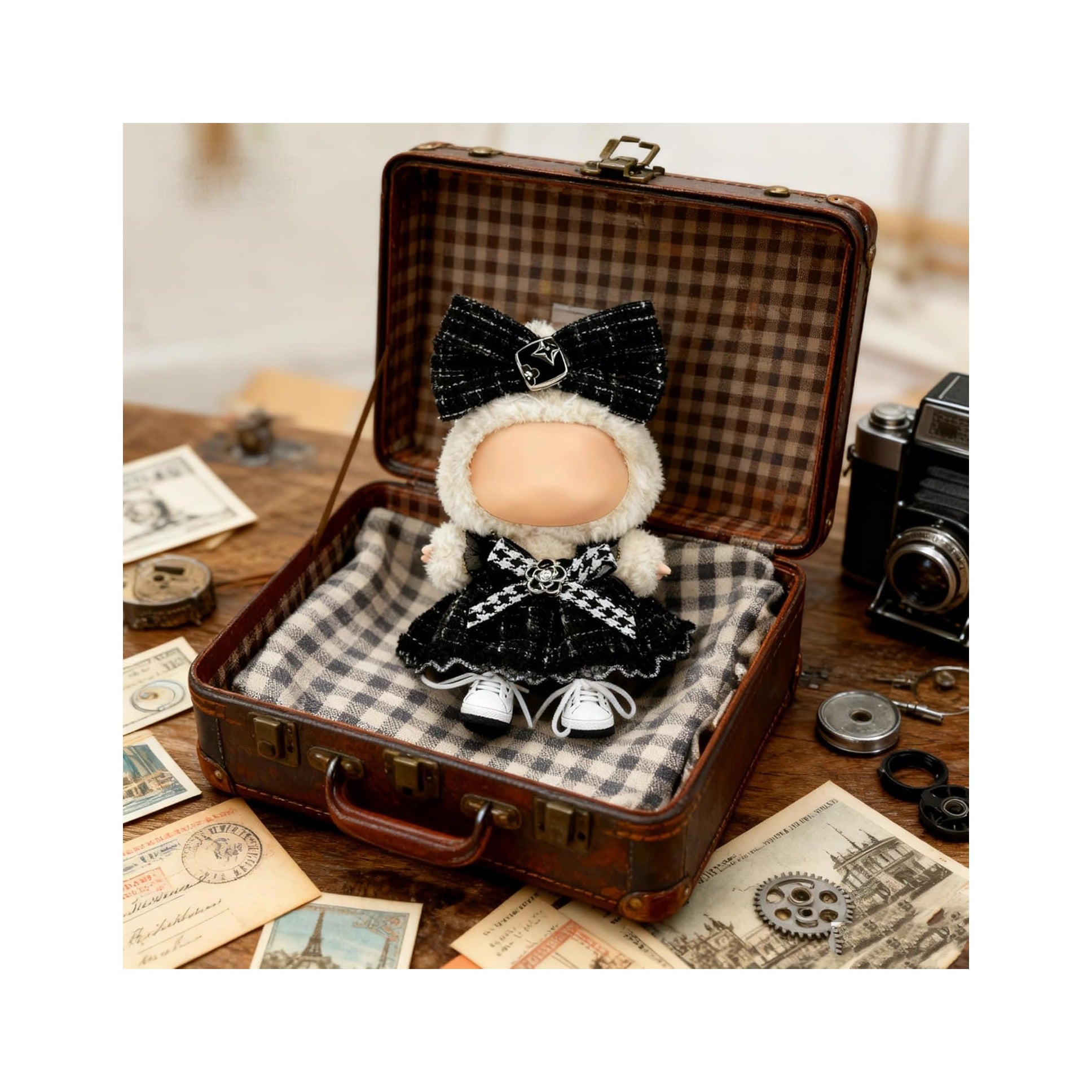 Clothes for LABUBU 17cm Doll (NO Doll)（NO Shoes, Outfit for LABUBU, Dress and Hairpin Set for LABUBU Dress Up, Fashion and Premium Dolls Accessories for LABUBU