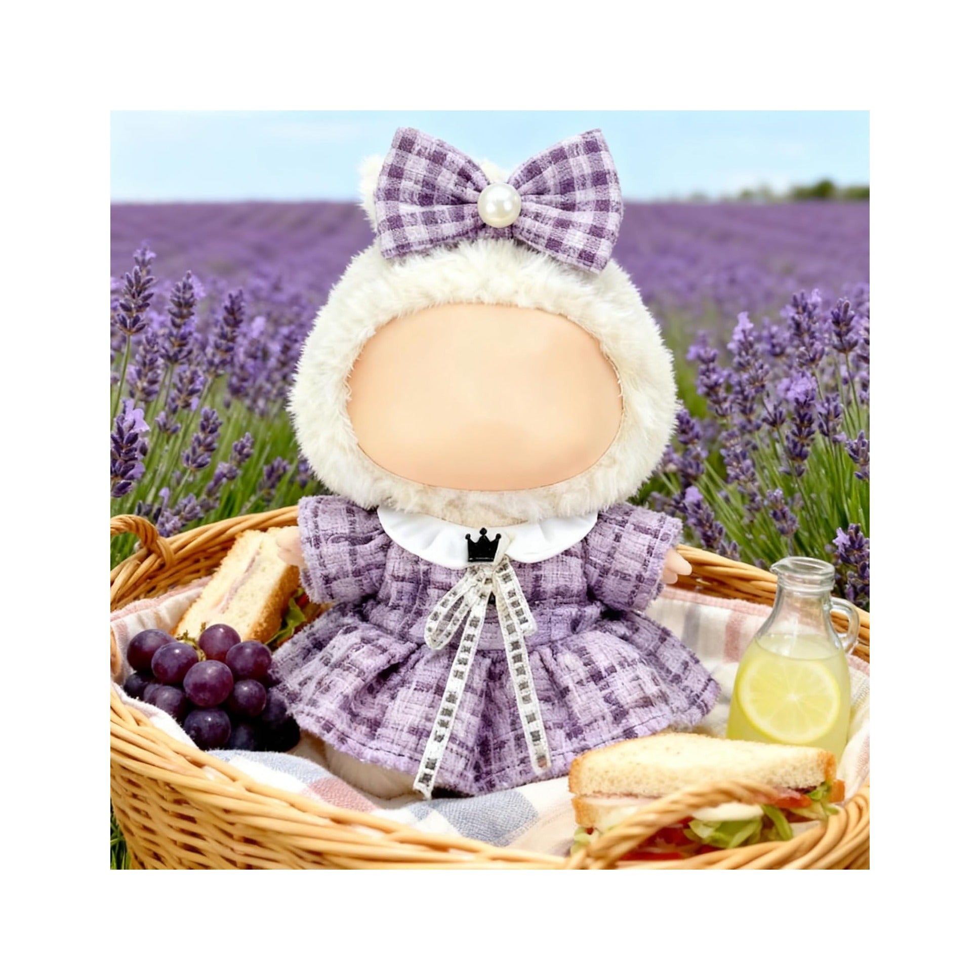 Clothes for LABUBU 17cm Doll (NO Doll), Outfit for LABUBU, Dress and Hairpin Set for LABUBU Dress Up, Fashion and Premium Dolls Accessories for LABUBU