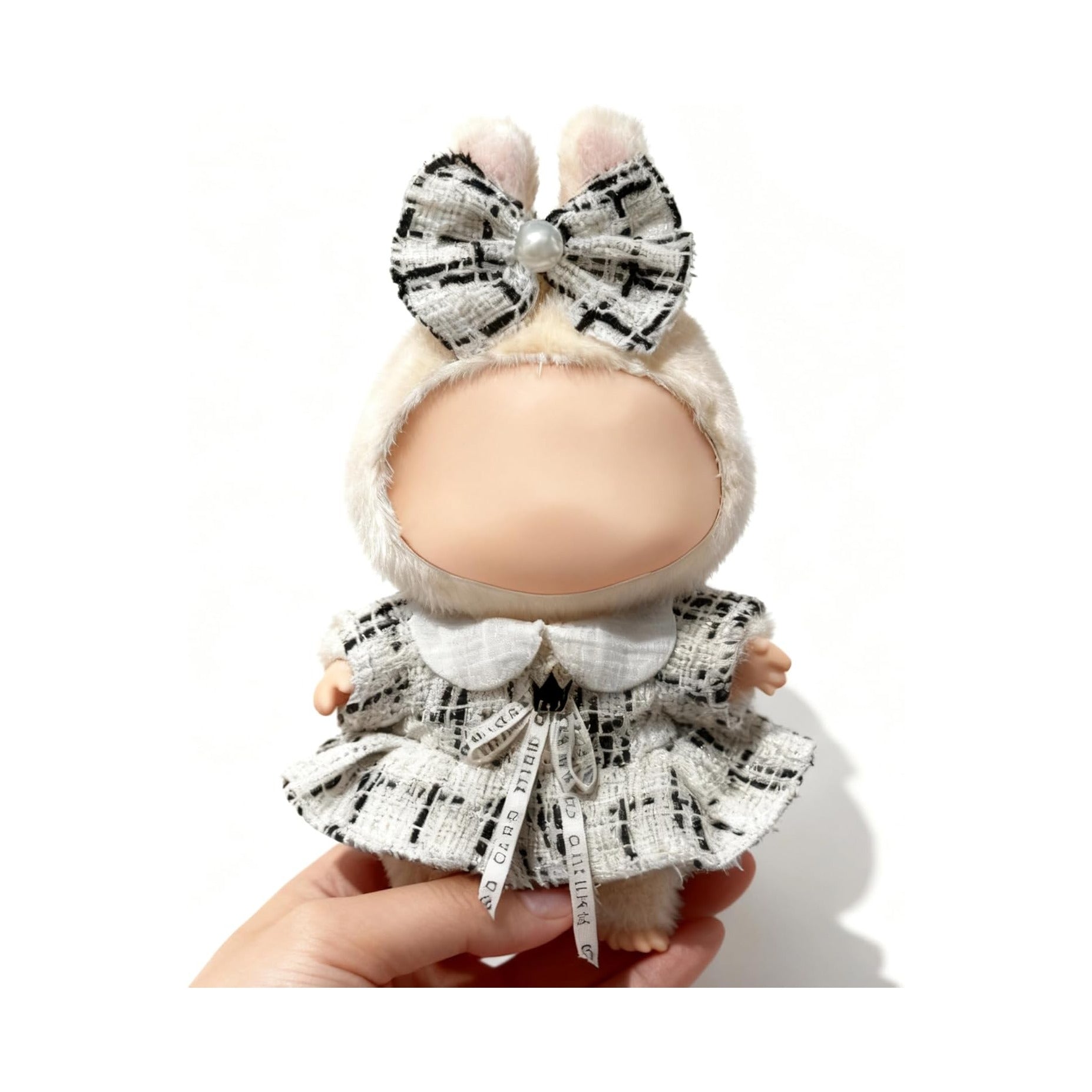 Clothes for LABUBU 17cm Doll (NO Doll), Outfit for LABUBU, Dress and Hairpin Set for LABUBU Dress Up, Fashion and Premium Dolls Accessories for LABUBU