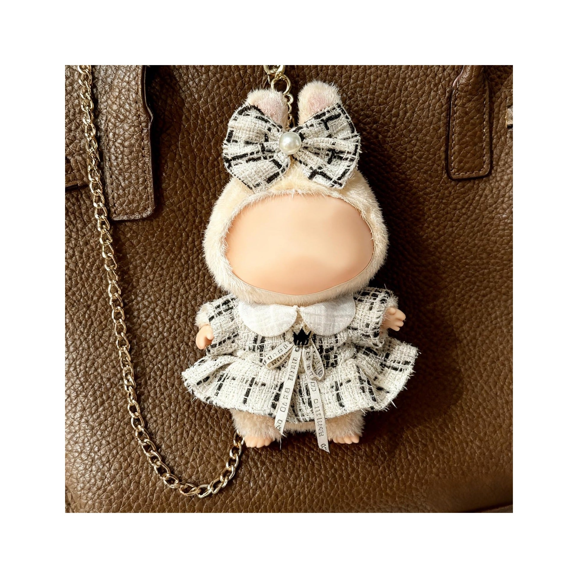 Clothes for LABUBU 17cm Doll (NO Doll), Outfit for LABUBU, Dress and Hairpin Set for LABUBU Dress Up, Fashion and Premium Dolls Accessories for LABUBU