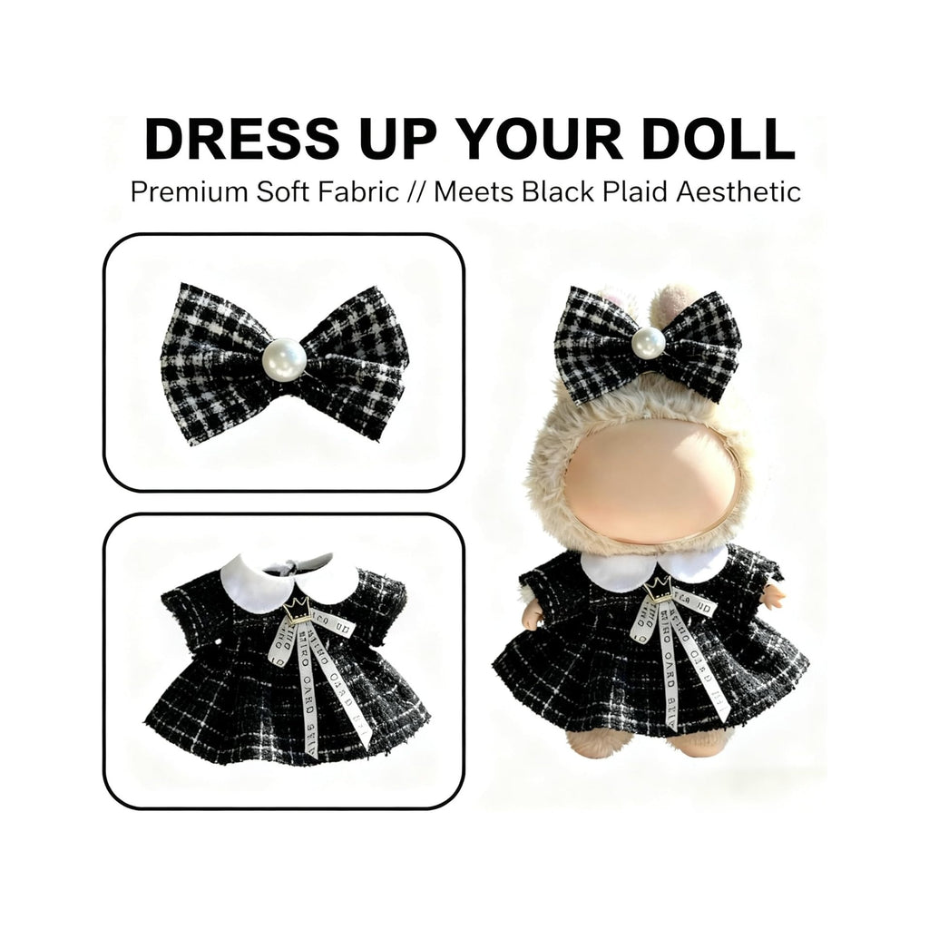 Clothes for LABUBU 17cm Doll (NO Doll), Outfit for LABUBU, Dress and Hairpin Set for LABUBU Dress Up, Fashion and Premium Dolls Accessories for LABUBU