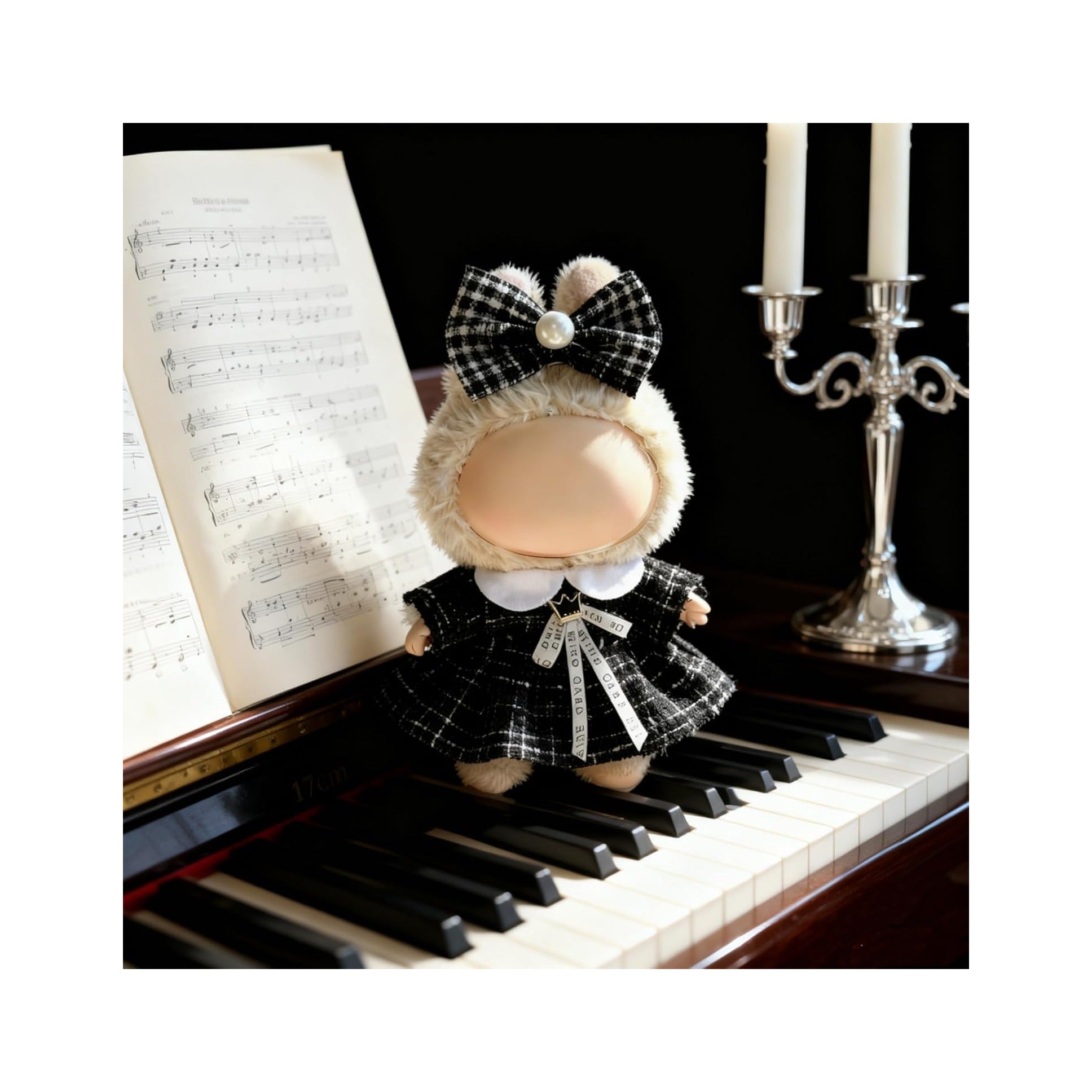 Clothes for LABUBU 17cm Doll (NO Doll), Outfit for LABUBU, Dress and Hairpin Set for LABUBU Dress Up, Fashion and Premium Dolls Accessories for LABUBU