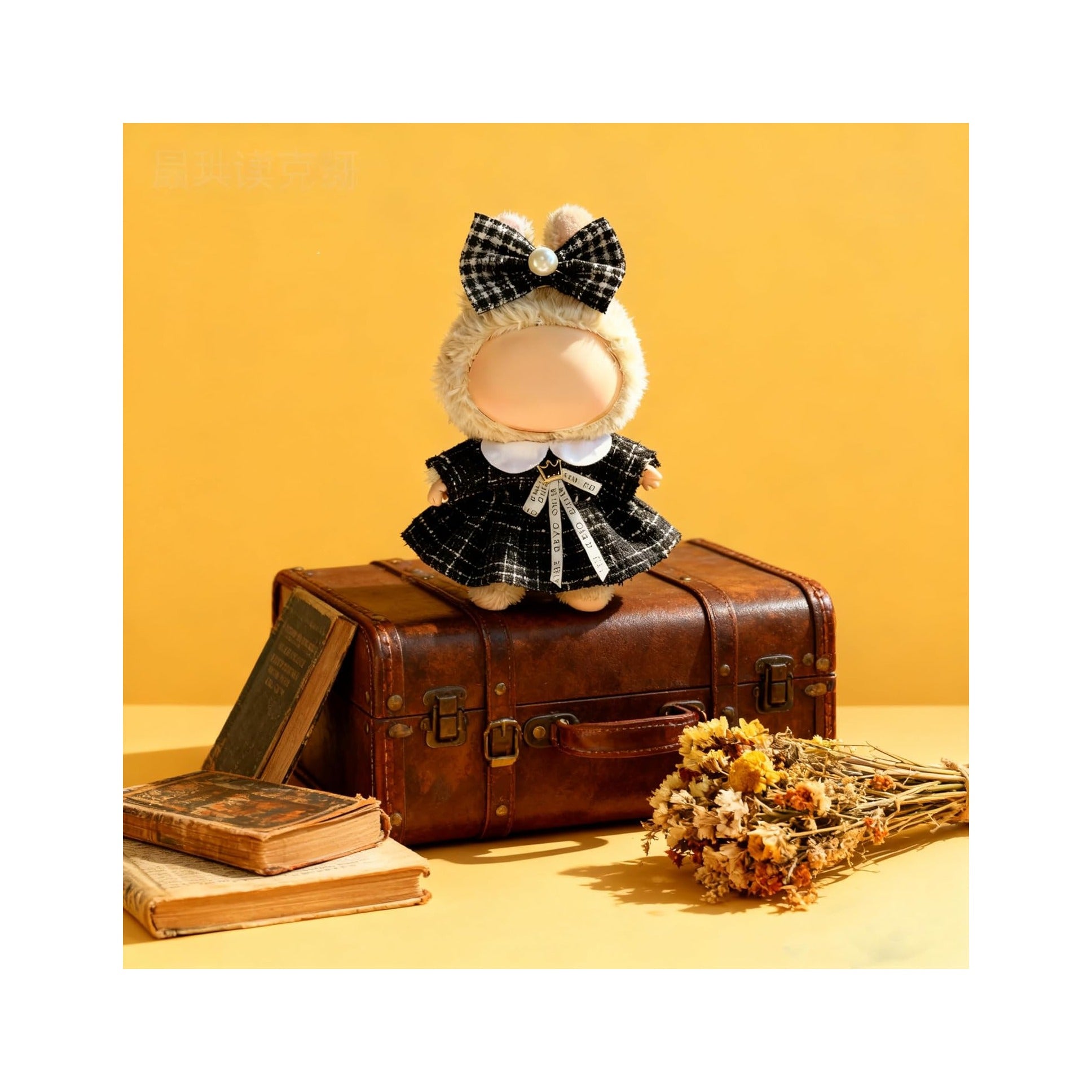 Clothes for LABUBU 17cm Doll (NO Doll), Outfit for LABUBU, Dress and Hairpin Set for LABUBU Dress Up, Fashion and Premium Dolls Accessories for LABUBU