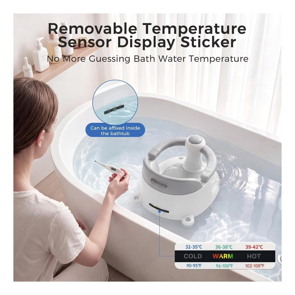 Baby Bath Seat for Babies 6 Months & Up, Temperature Alert Baby Bathtub Seat for Babies Sitting Up, Non-Slip Toddler Bath Chair, Ergonomic Backrest Infant & Newborn Bath Tub Seats with 3 Bath Toy