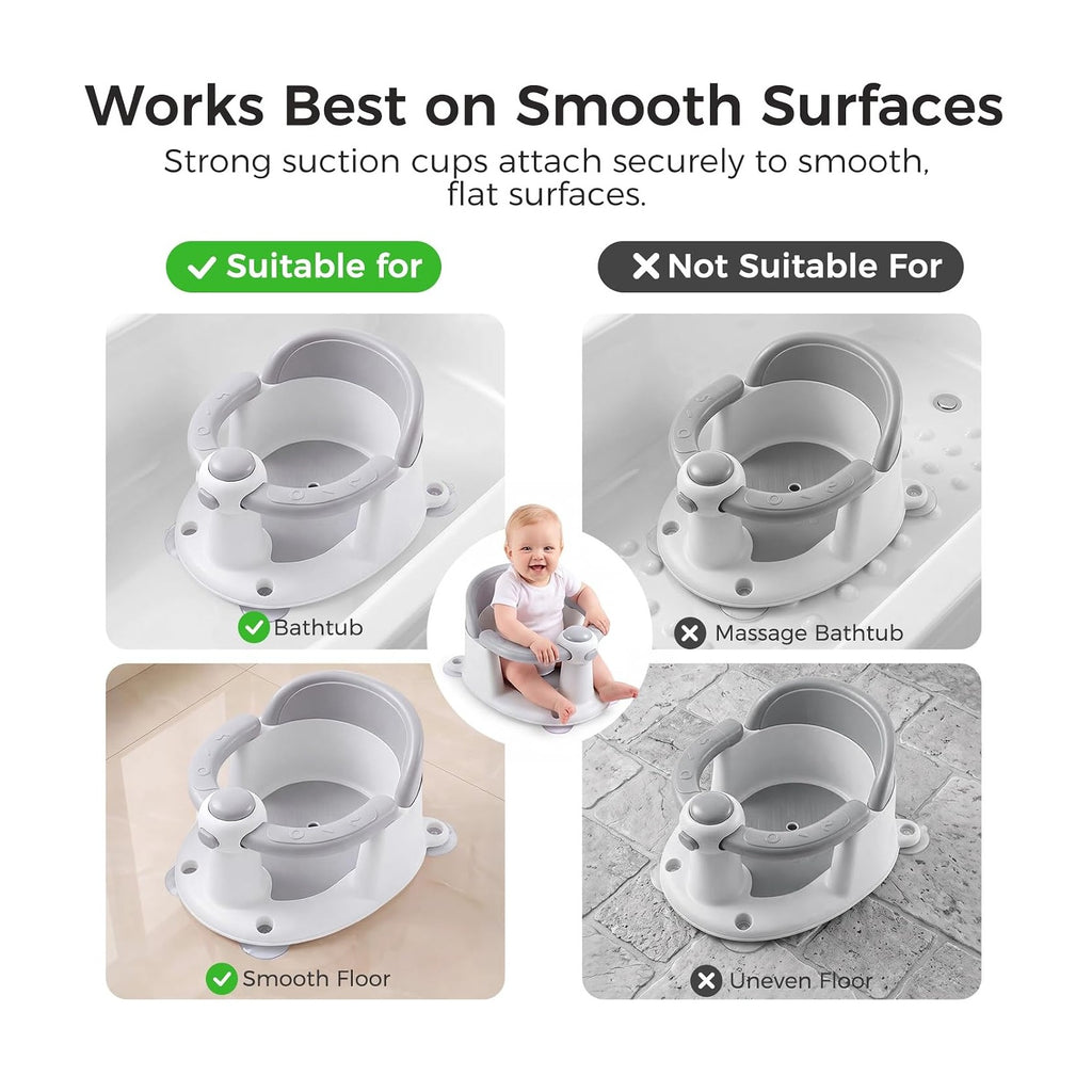 Baby Bath Seat for Babies 6 Months & Up, Temperature Alert Baby Bathtub Seat for Babies Sitting Up, Non-Slip Toddler Bath Chair, Ergonomic Backrest Infant & Newborn Bath Tub Seats with 3 Bath Toy