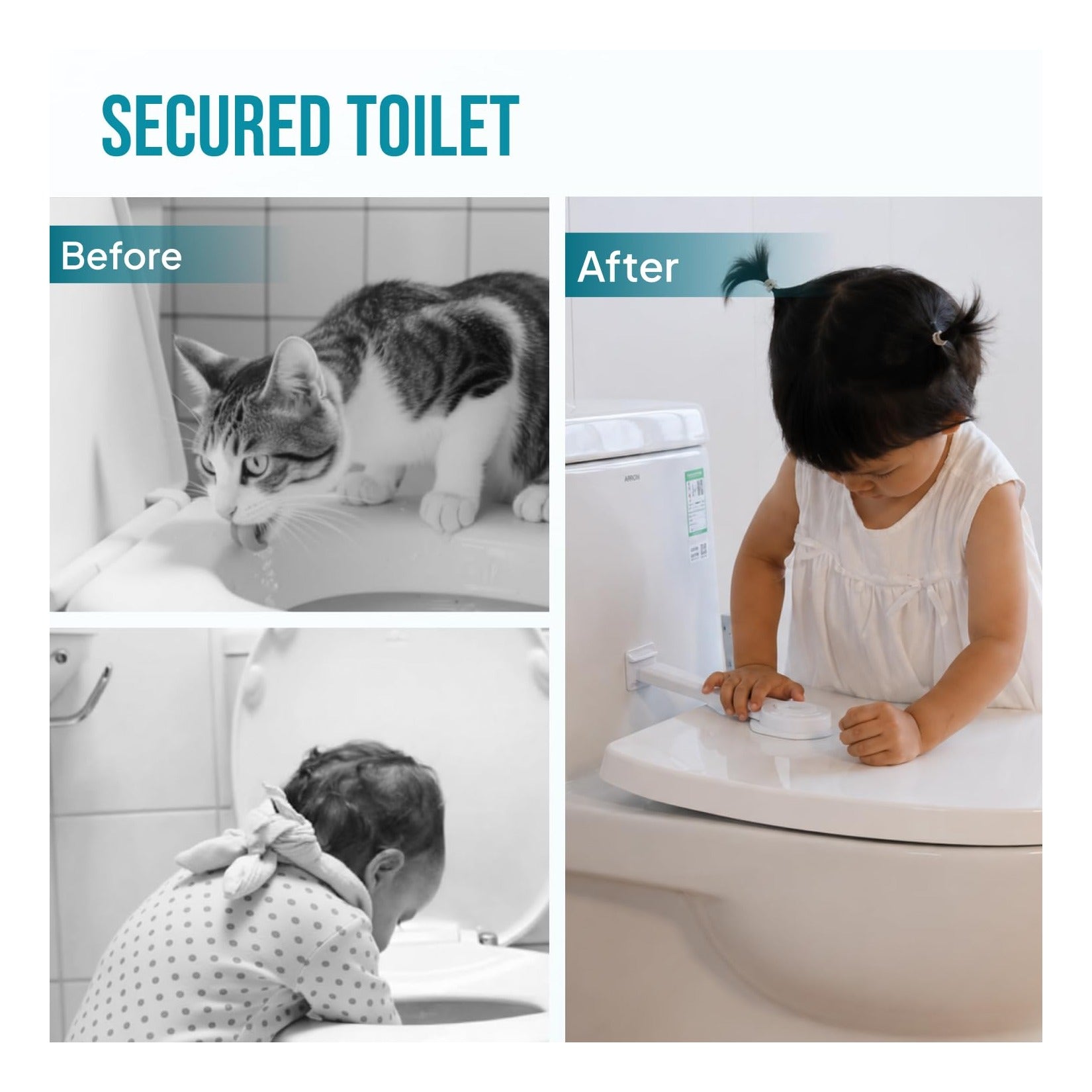 Upgraded Toilet Lock Baby Proof (2 Pack) - Toilet Seat & Lid Lock Kit