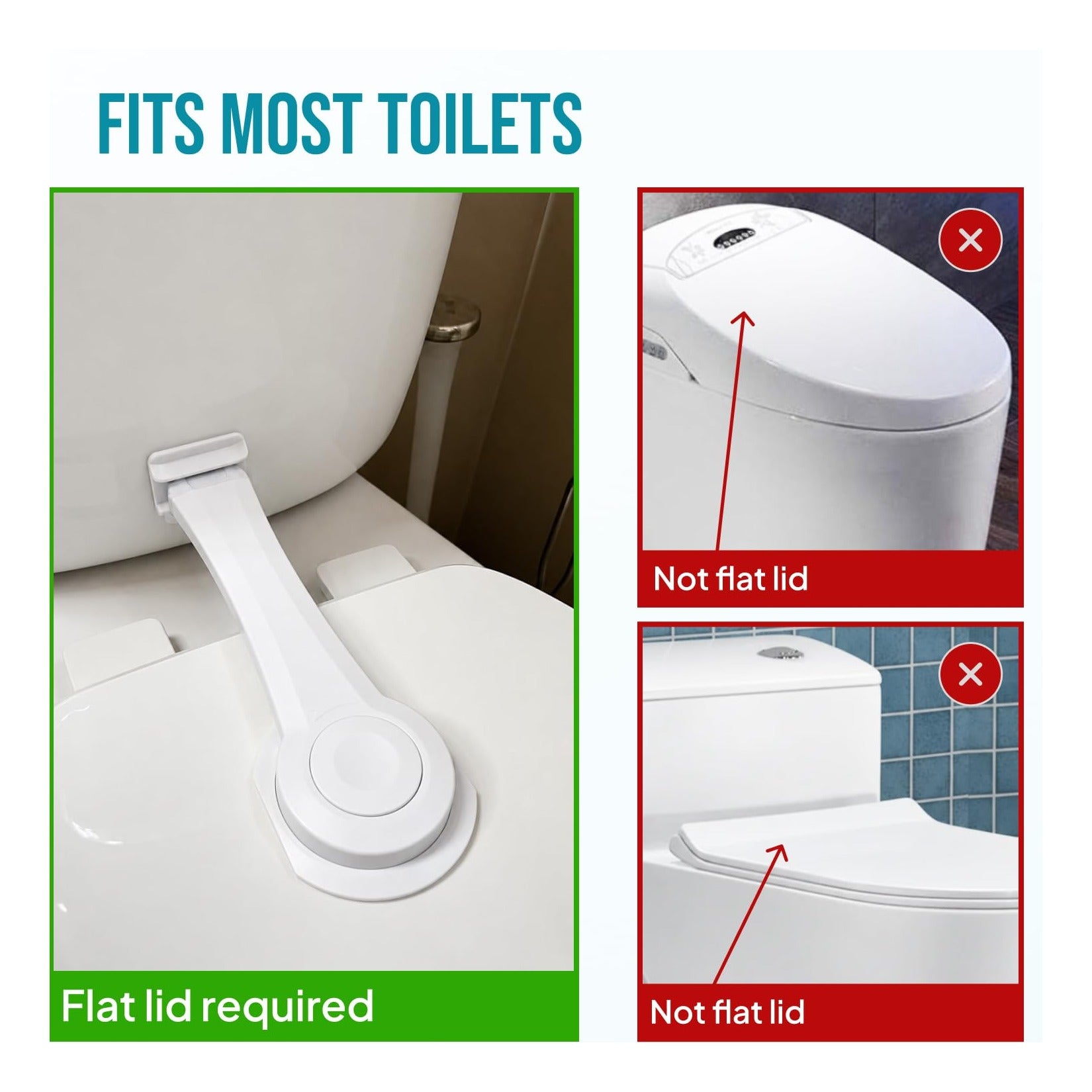 Upgraded Toilet Lock Baby Proof (2 Pack) - Toilet Seat & Lid Lock Kit