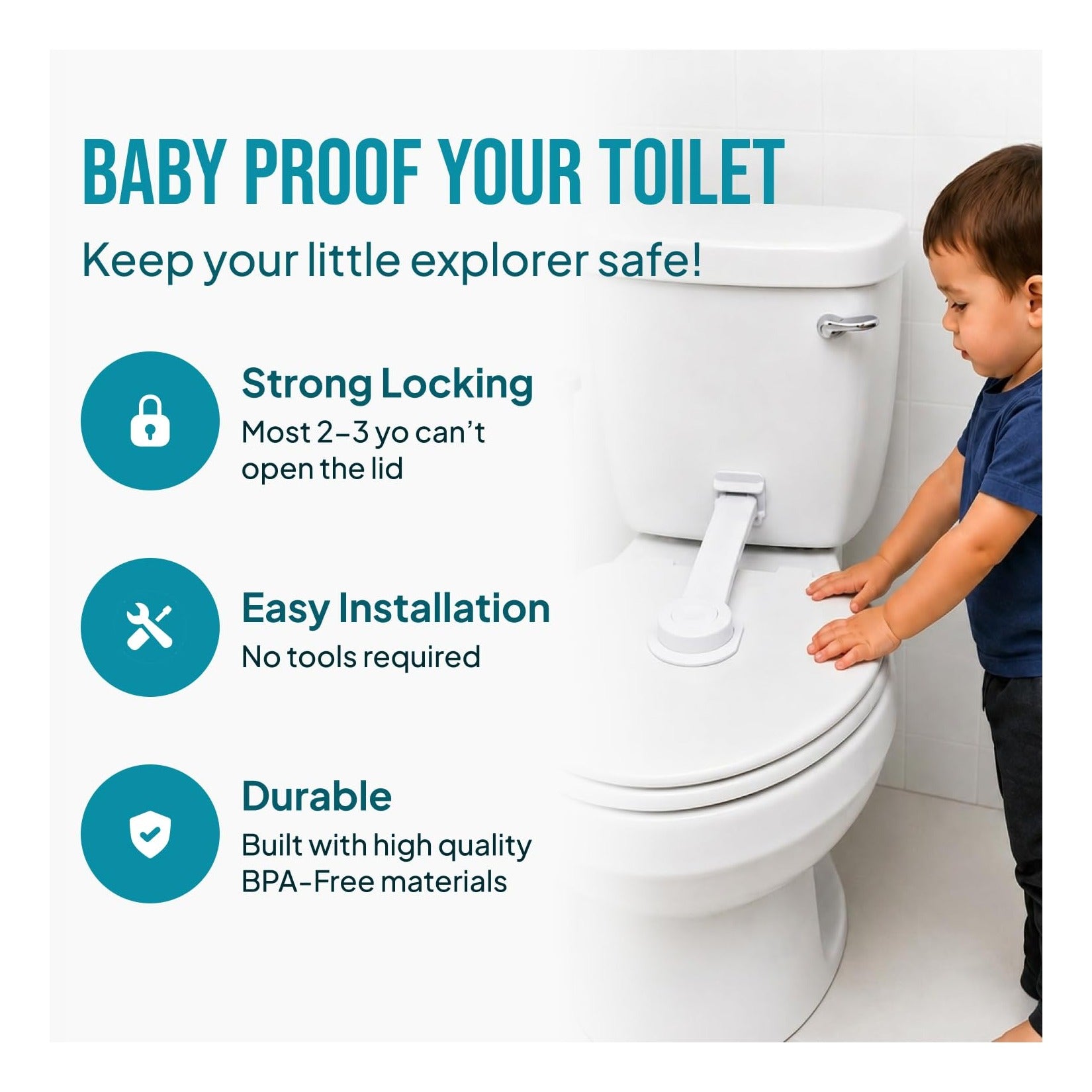 Upgraded Toilet Lock Baby Proof (2 Pack) - Toilet Seat & Lid Lock Kit