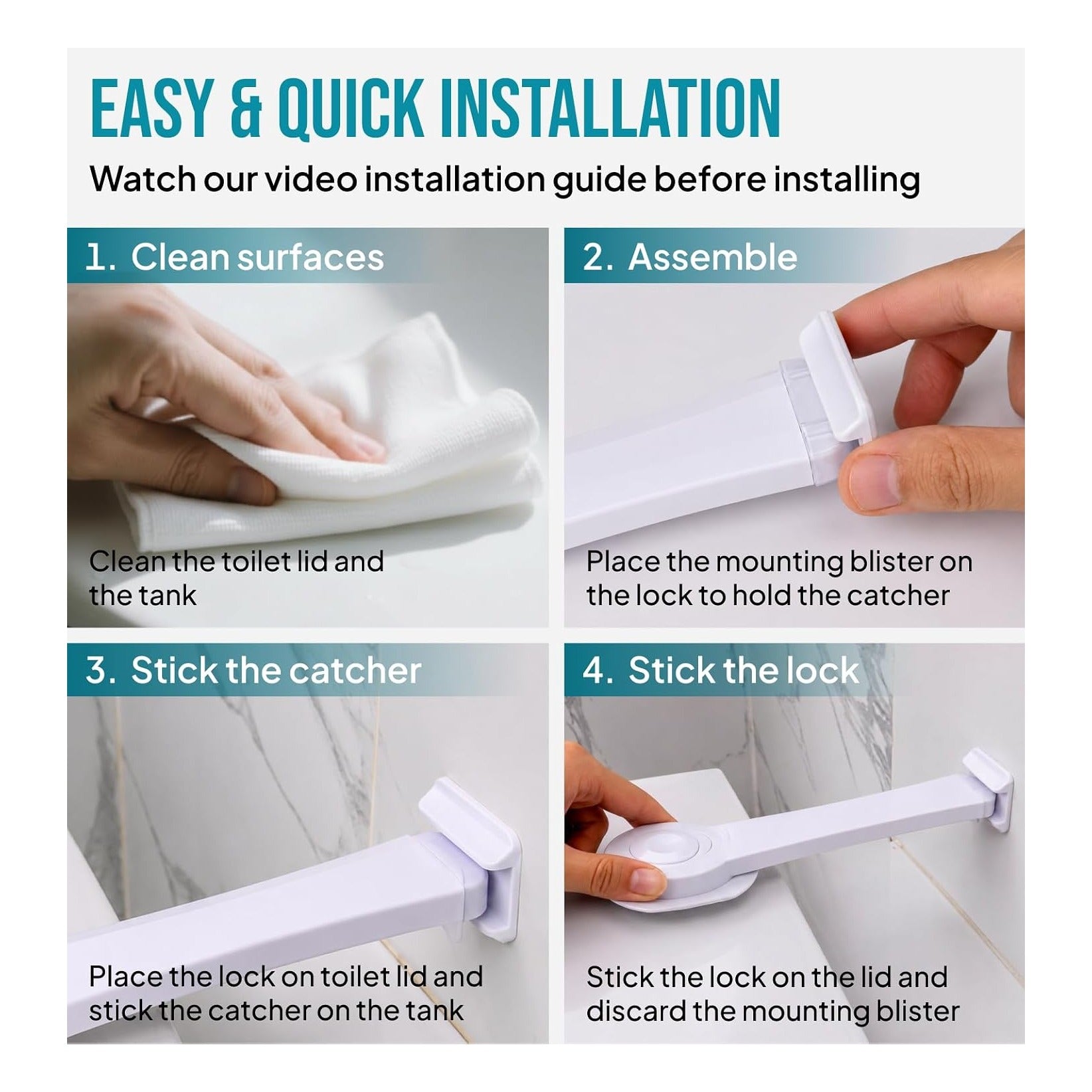 Upgraded Toilet Lock Baby Proof (2 Pack) - Toilet Seat & Lid Lock Kit