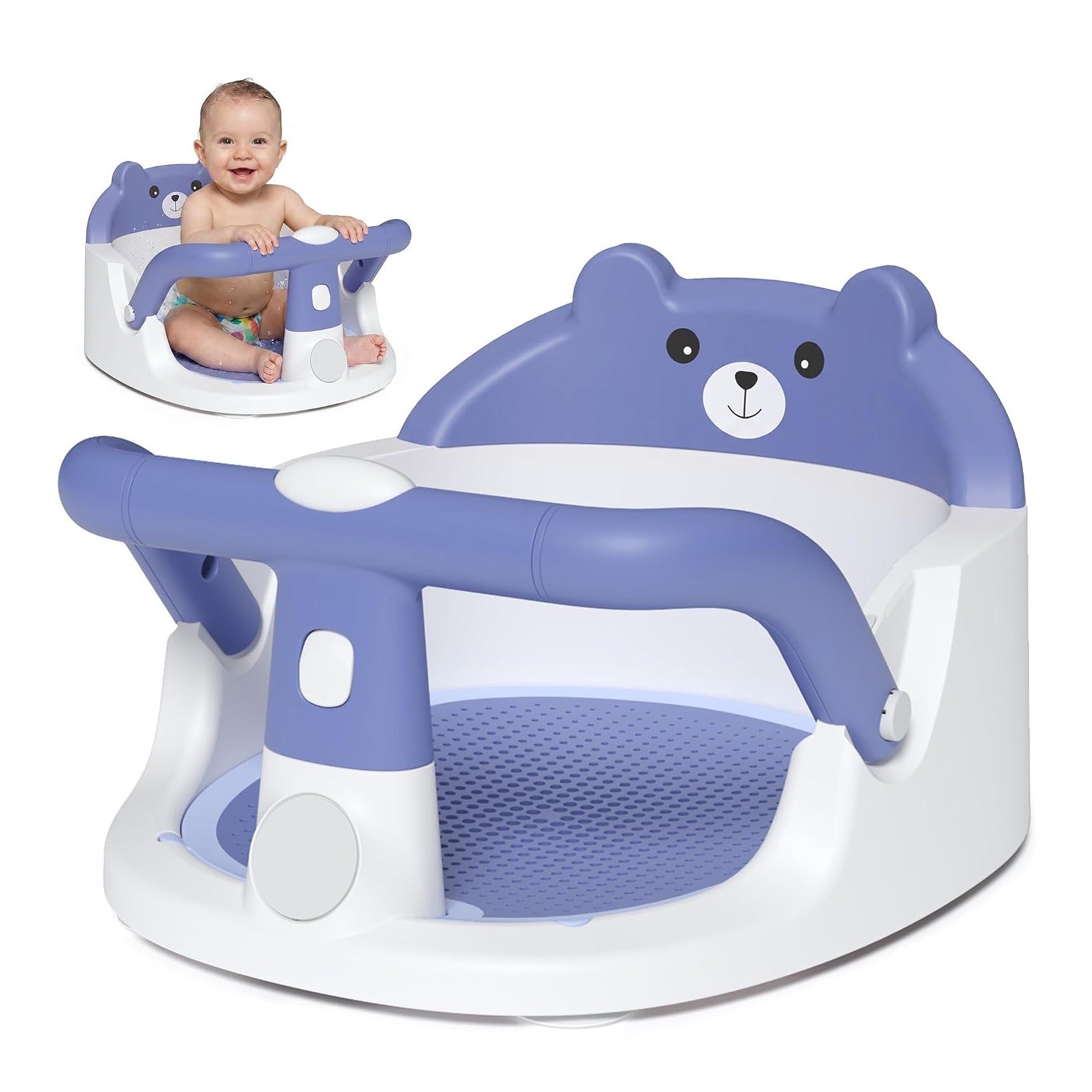 Baby Bath Seat for Babies 6 Months & up Non-Slip Toddler Bath Seats for Sitting Up Infant Bathtub Chair with Suction Cups and Soft Cushion for Baby Shower Tub Seat