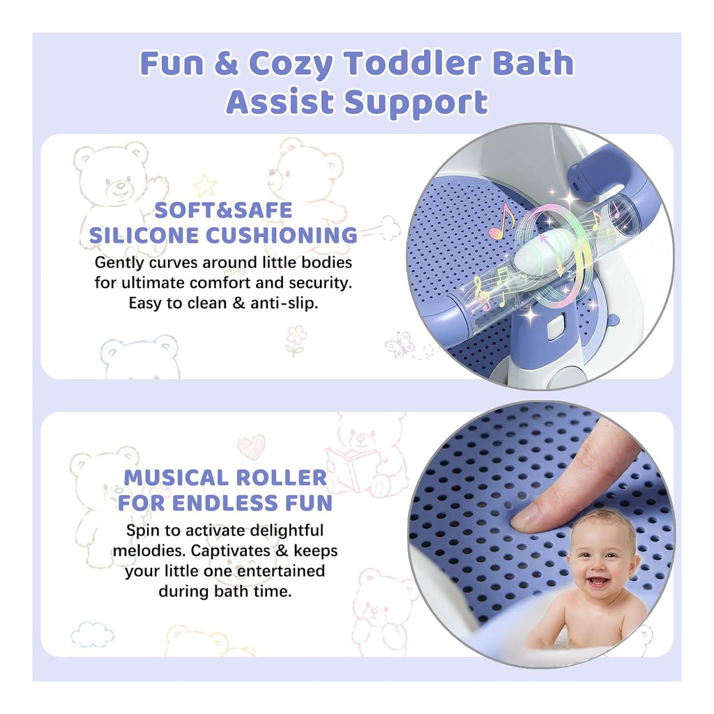 Baby Bath Seat for Babies 6 Months & up Non-Slip Toddler Bath Seats for Sitting Up Infant Bathtub Chair with Suction Cups and Soft Cushion for Baby Shower Tub Seat